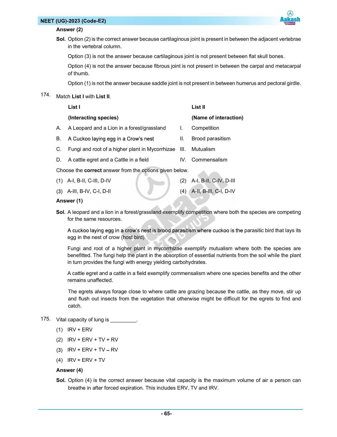 NEET 2023 Question Paper E2 - Page 65