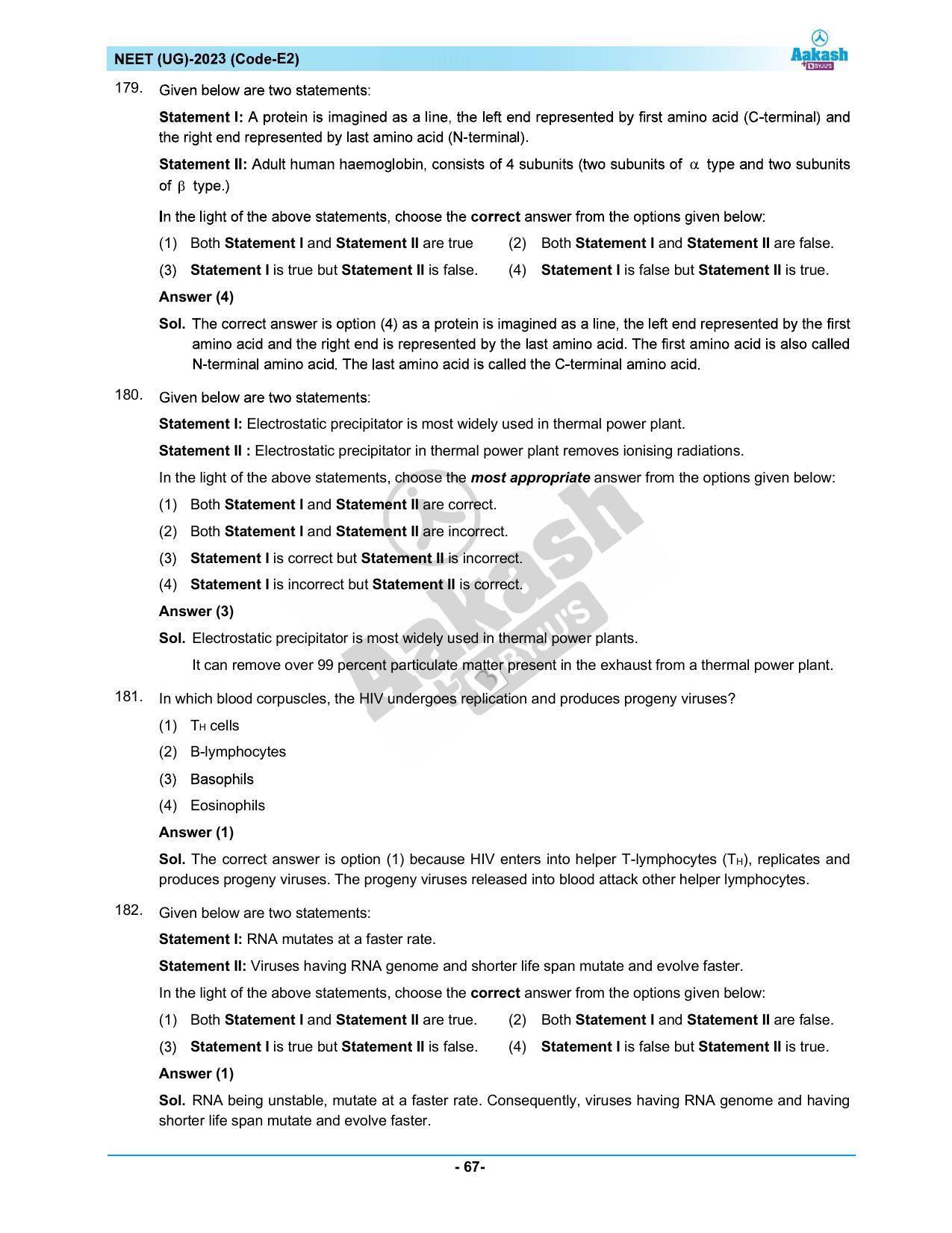 NEET 2023 Question Paper E2 - Page 67