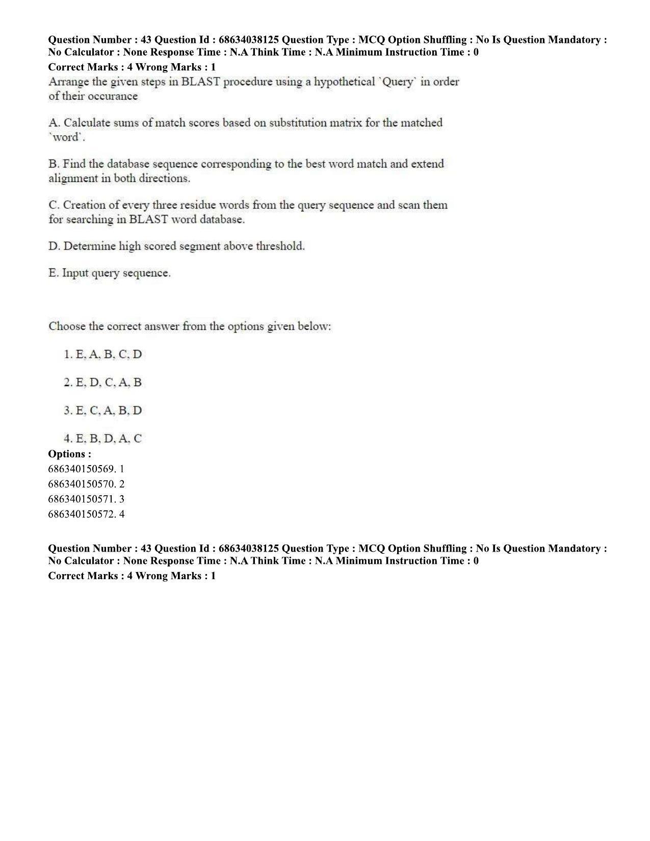 CUET PG 2023: SCQP06 – Bioinformatics (Hin) - Shift 2 (25-06-2023) Question Paper - Page 45