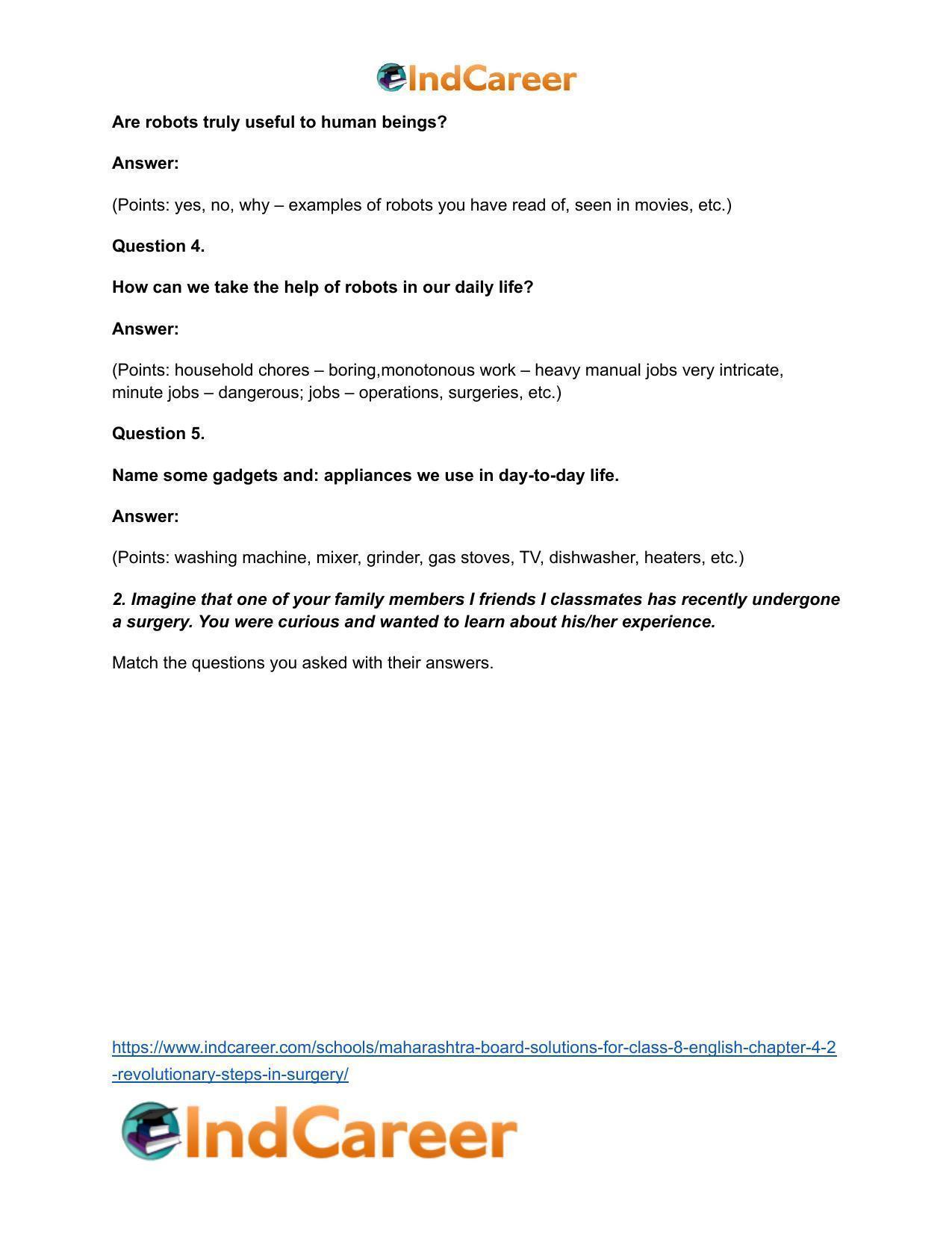 Maharashtra Board Solutions for Class 8- English: Chapter 4.2- Revolutionary Steps in Surgery - Page 3
