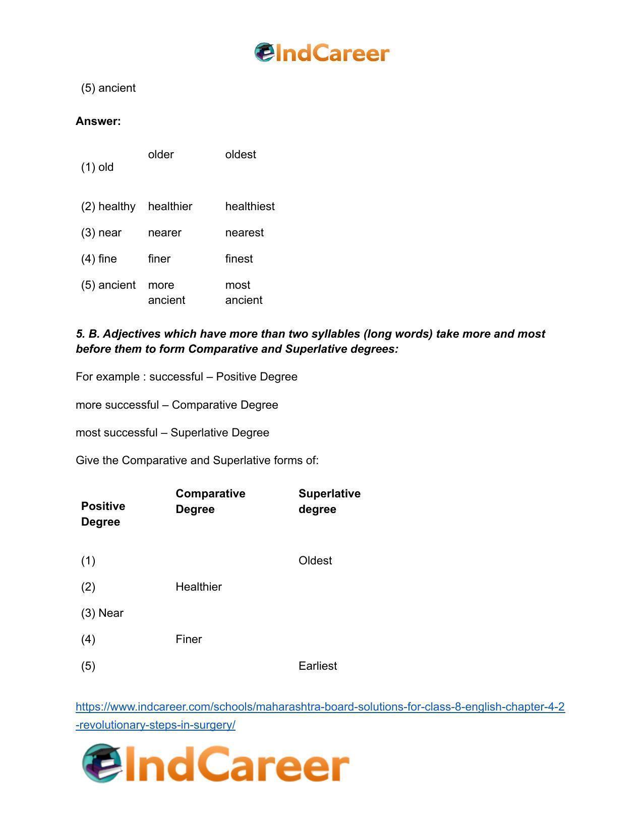 Maharashtra Board Solutions for Class 8- English: Chapter 4.2- Revolutionary Steps in Surgery - Page 13