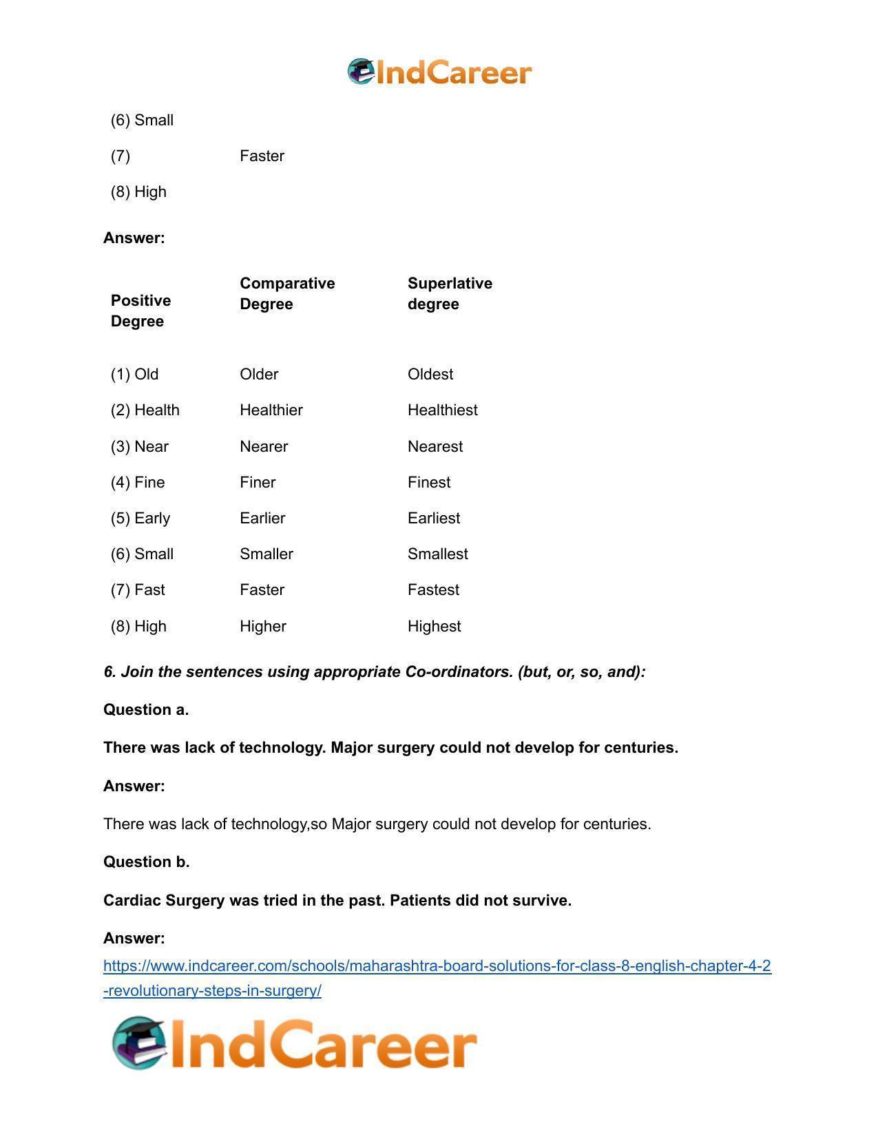 Maharashtra Board Solutions for Class 8- English: Chapter 4.2- Revolutionary Steps in Surgery - Page 14