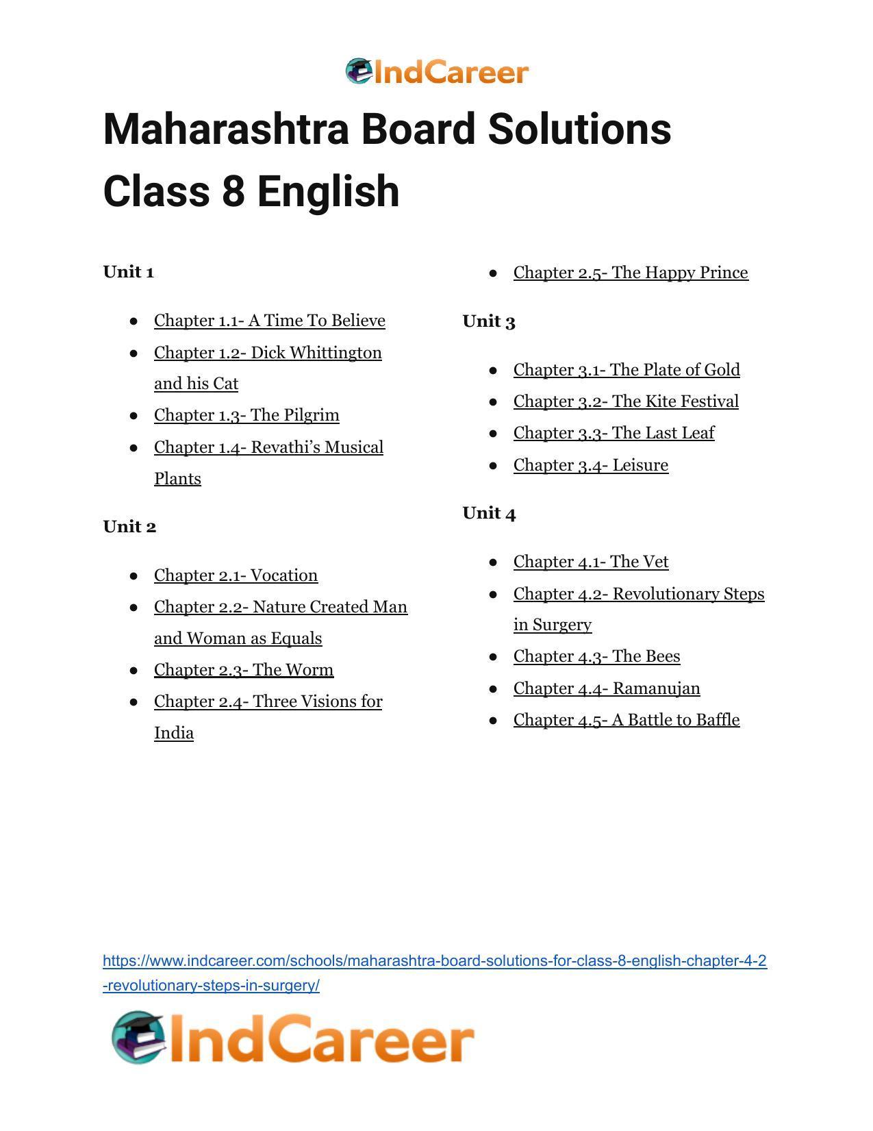 Maharashtra Board Solutions for Class 8- English: Chapter 4.2- Revolutionary Steps in Surgery - Page 23