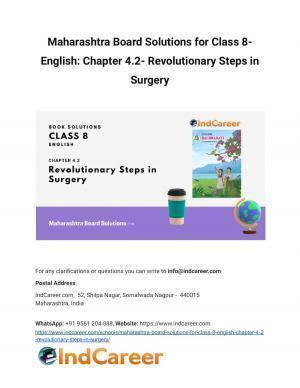 Maharashtra Board Solutions for Class 8- English: Chapter 4.2- Revolutionary Steps in Surgery