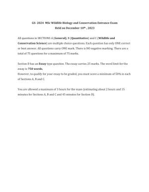 TIFR GS 2024 Wildlife Biology & Conservation Question Paper
