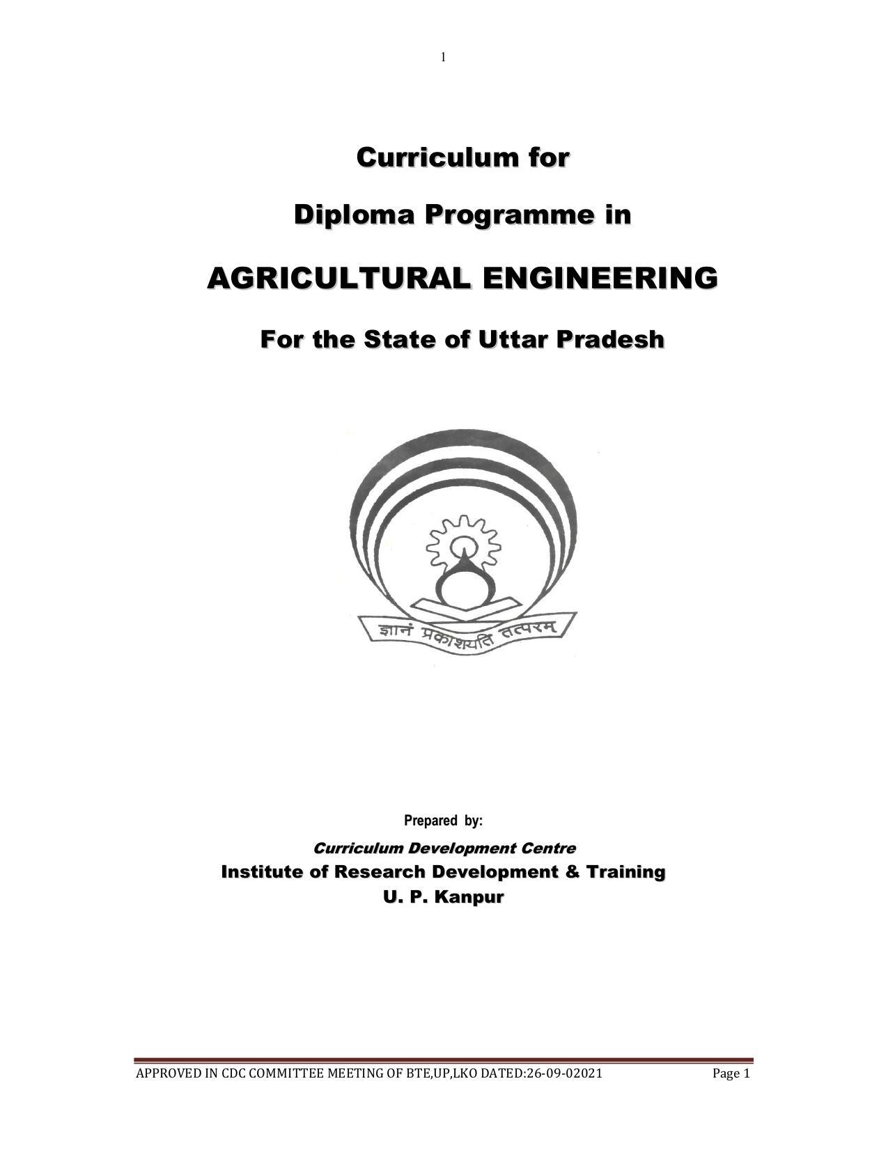 SYLLABUS FOR SEMESTER SYSTEM EFFECTIVE FROM (2021-2022) - AGRICULTURAL_ENGINEERING - Page 1
