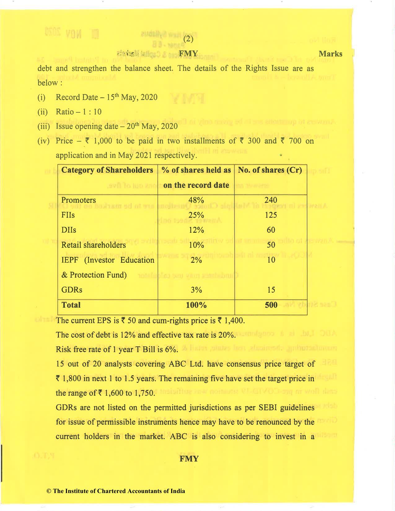 CA Final Nov 2020 Question Paper - Paper 6B – Financial Services and Capital Markets - Page 2