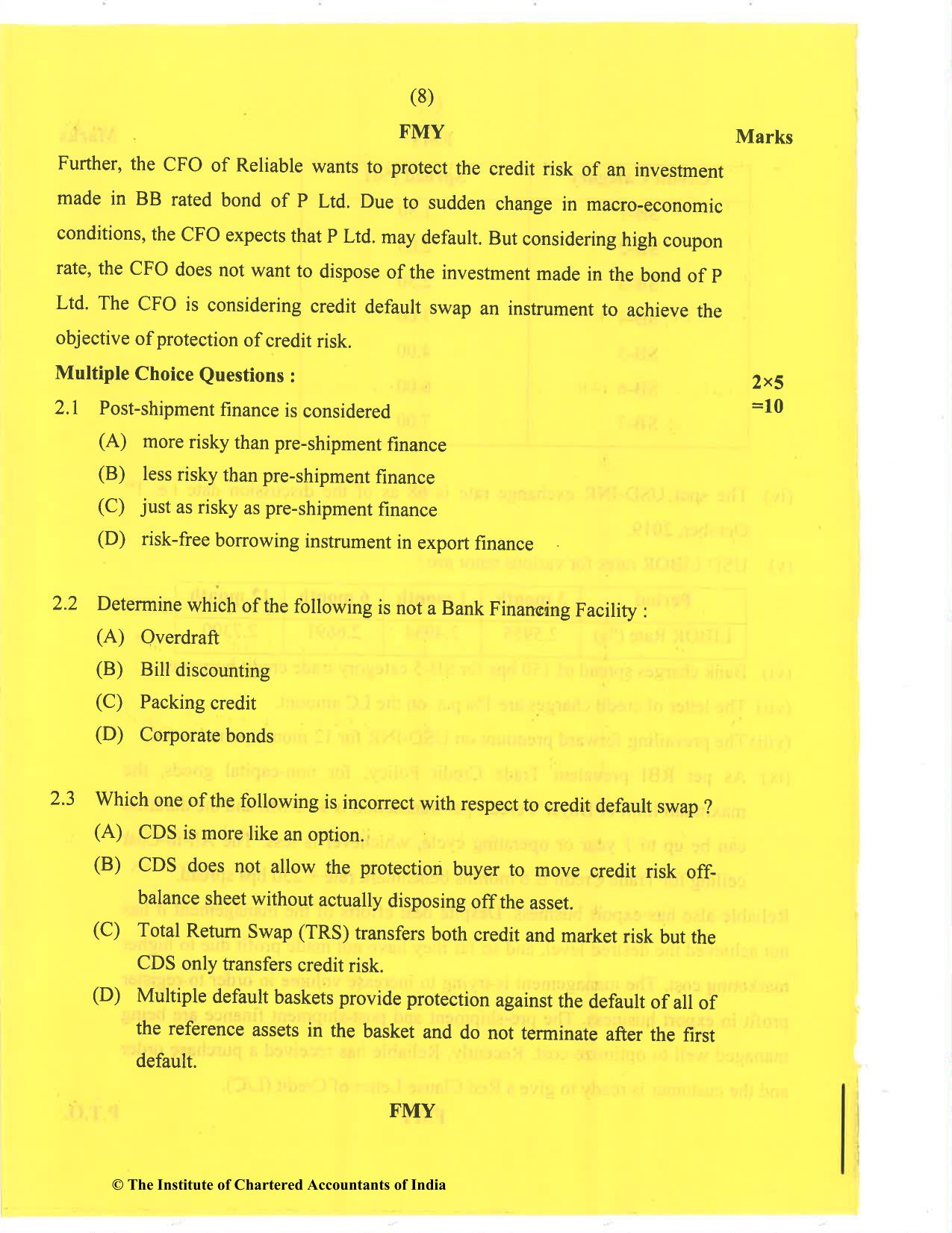 CA Final Nov 2020 Question Paper - Paper 6B – Financial Services and Capital Markets - Page 8