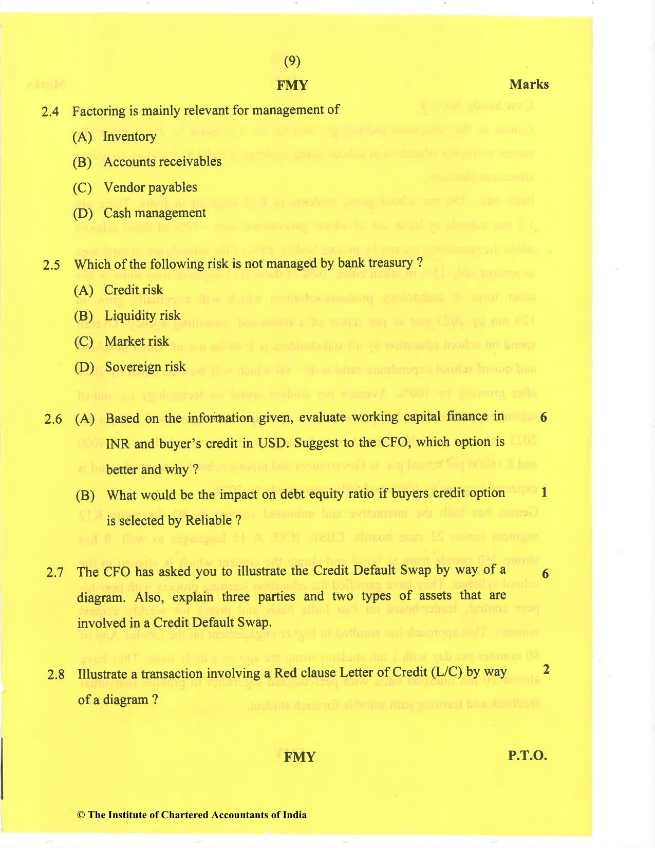 CA Final Nov 2020 Question Paper - Paper 6B – Financial Services and Capital Markets - Page 9