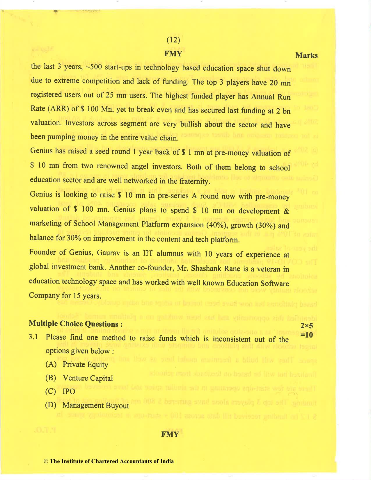 CA Final Nov 2020 Question Paper - Paper 6B – Financial Services and Capital Markets - Page 12
