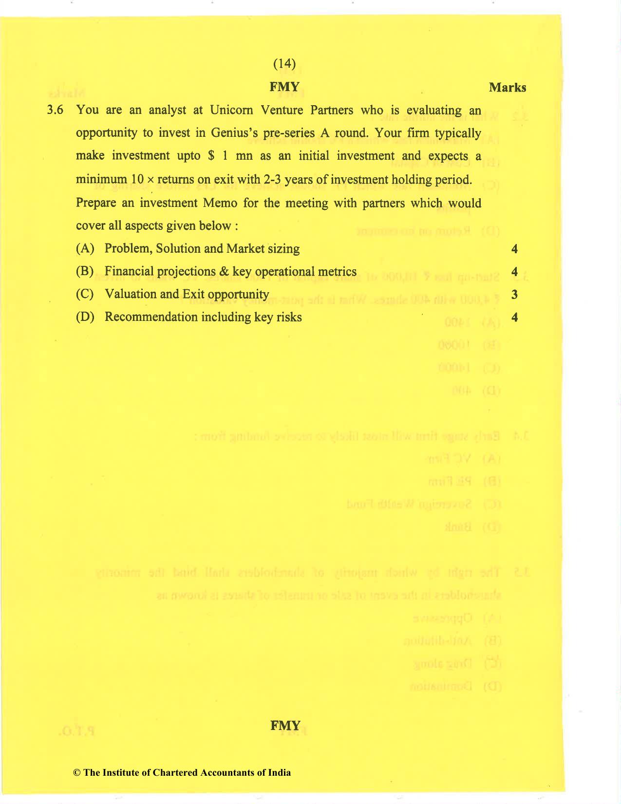 CA Final Nov 2020 Question Paper - Paper 6B – Financial Services and Capital Markets - Page 14