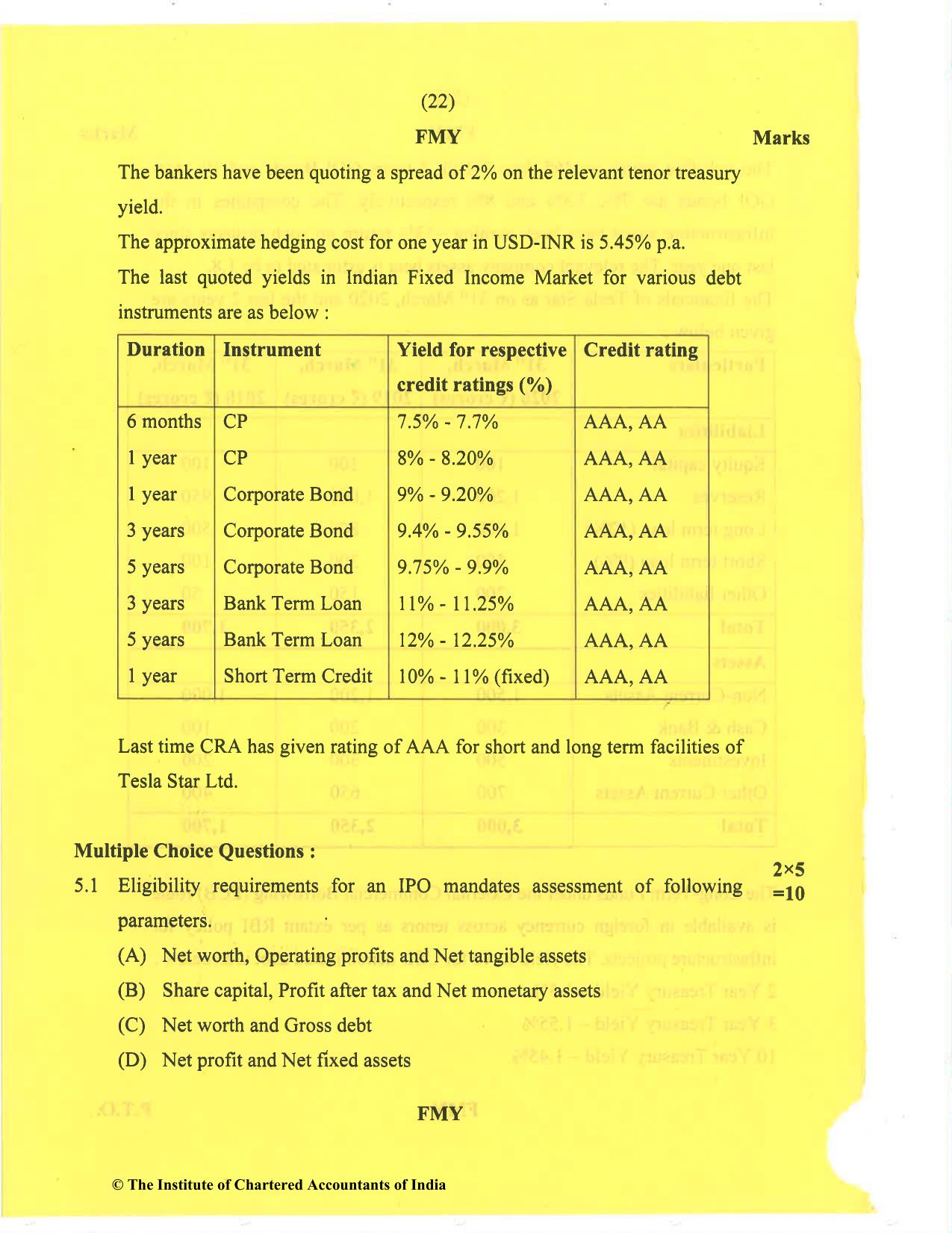 CA Final Nov 2020 Question Paper - Paper 6B – Financial Services and Capital Markets - Page 22