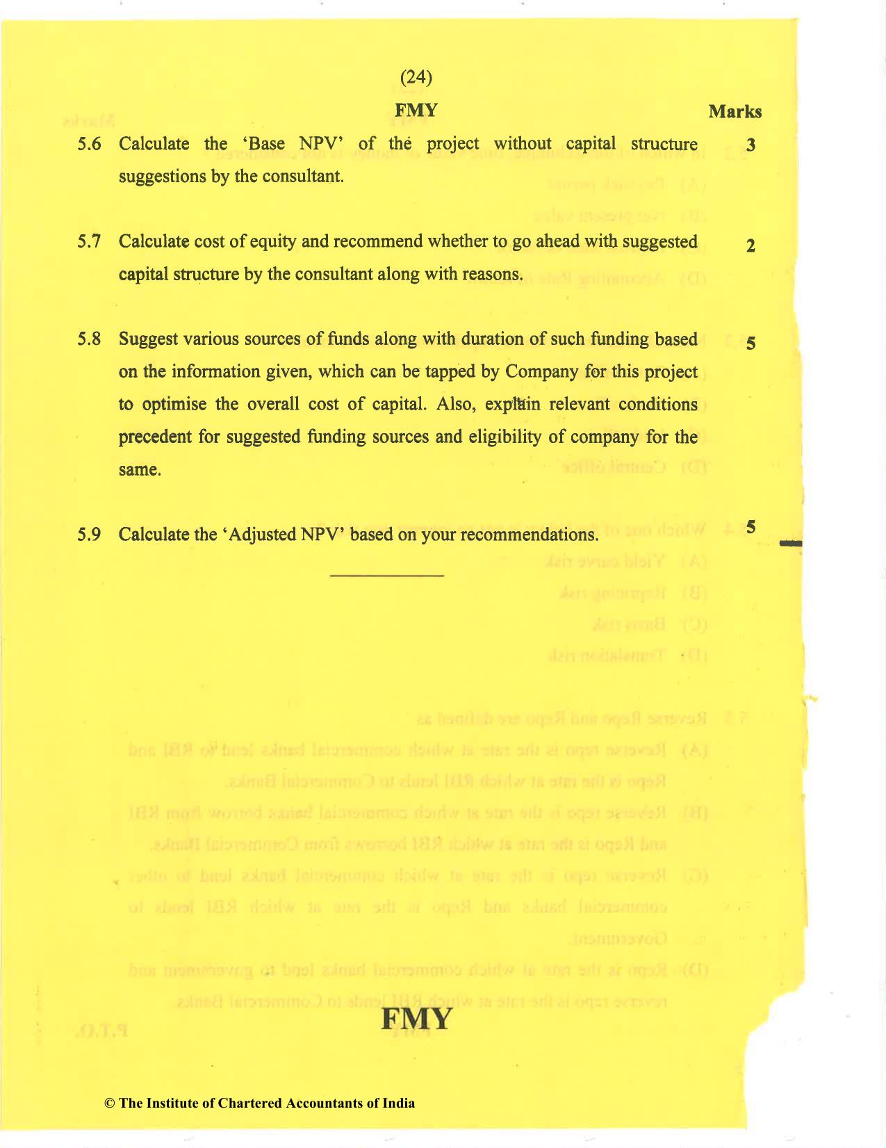 CA Final Nov 2020 Question Paper - Paper 6B – Financial Services and Capital Markets - Page 24