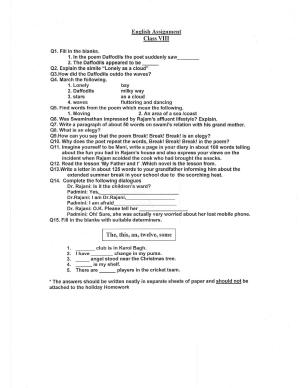 REVISION WORKSHEET CLASS VIII JULY
