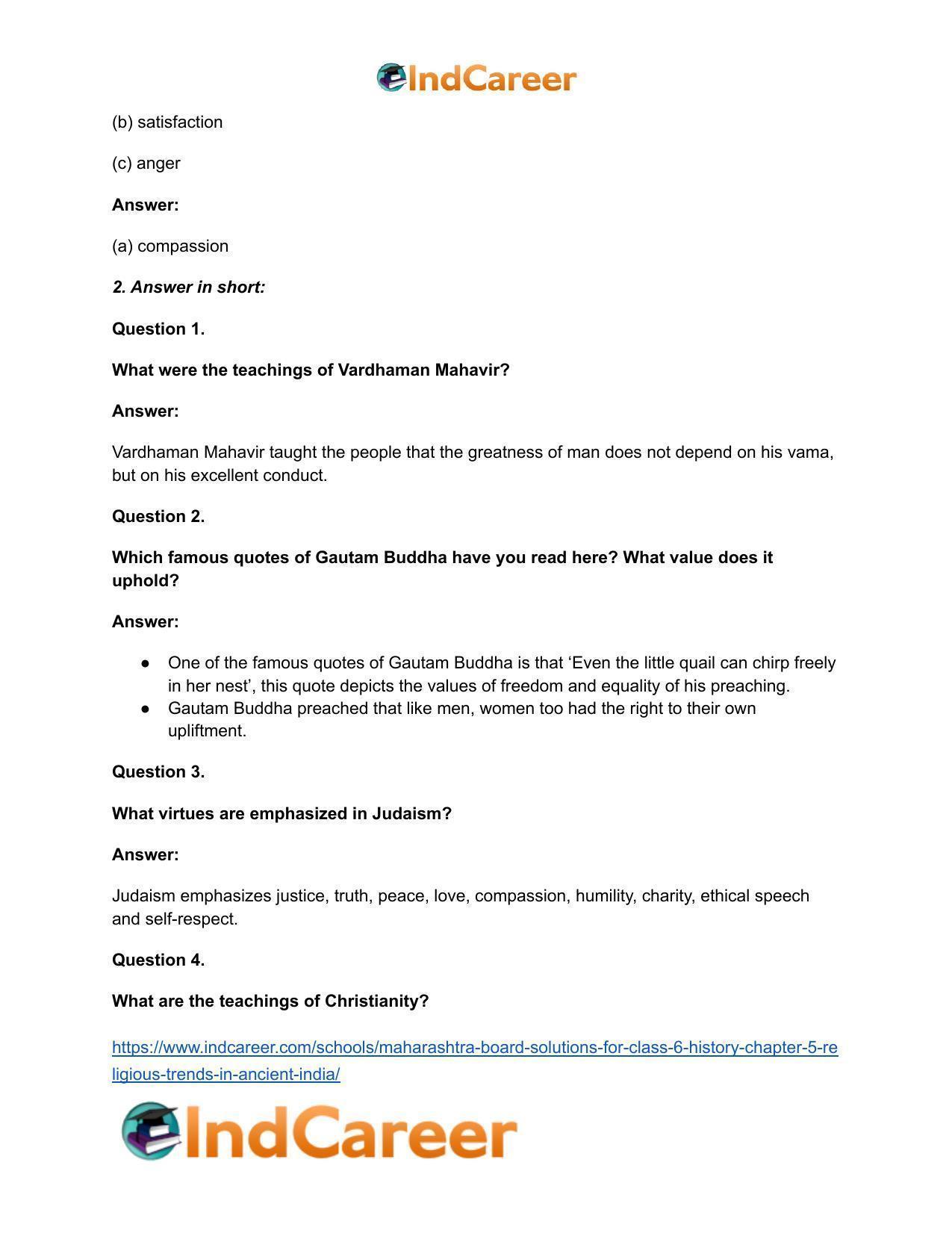 Maharashtra Board Solutions for Class 6- History: Chapter 5- Religious Trends in Ancient India - Page 3