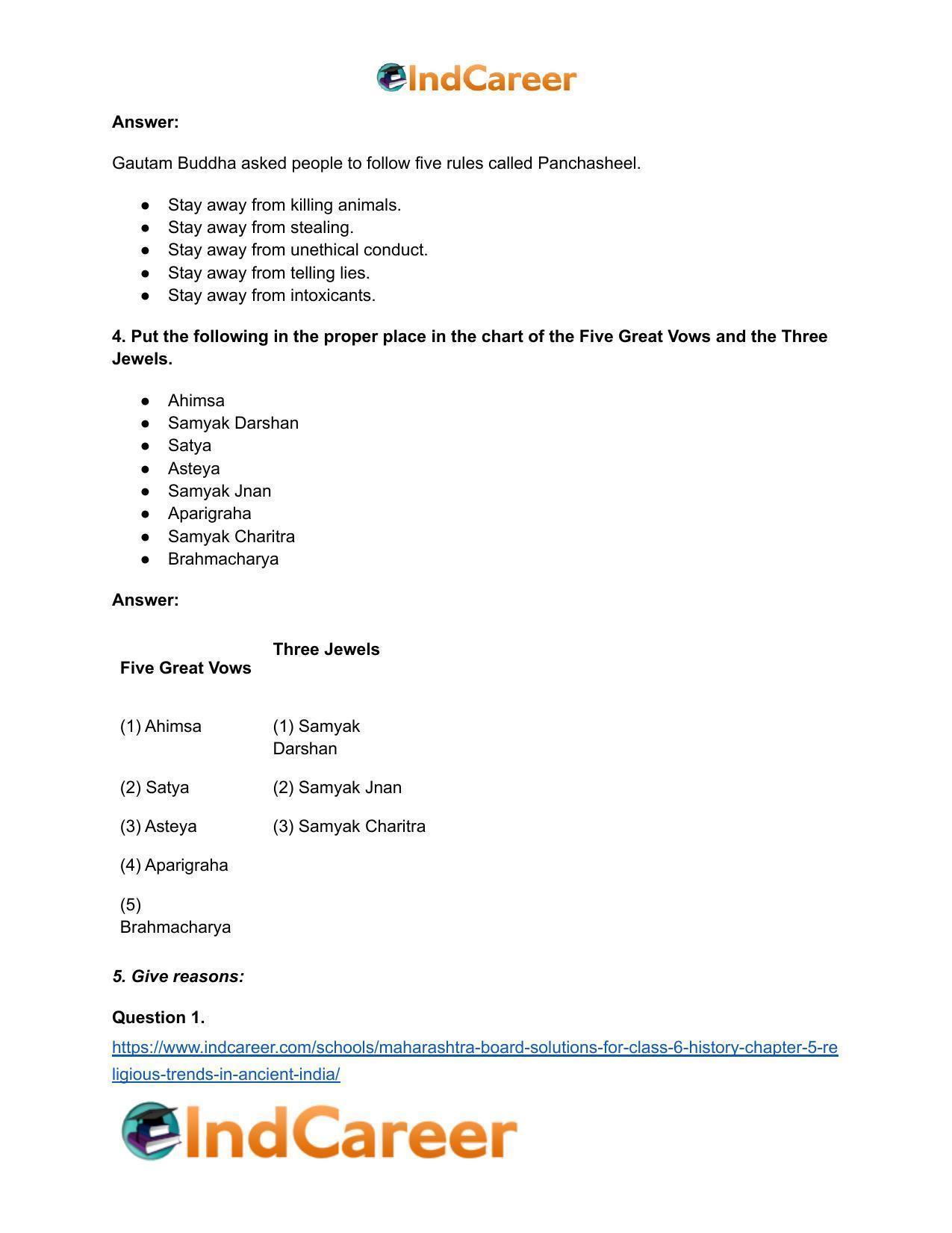 Maharashtra Board Solutions for Class 6- History: Chapter 5- Religious Trends in Ancient India - Page 5