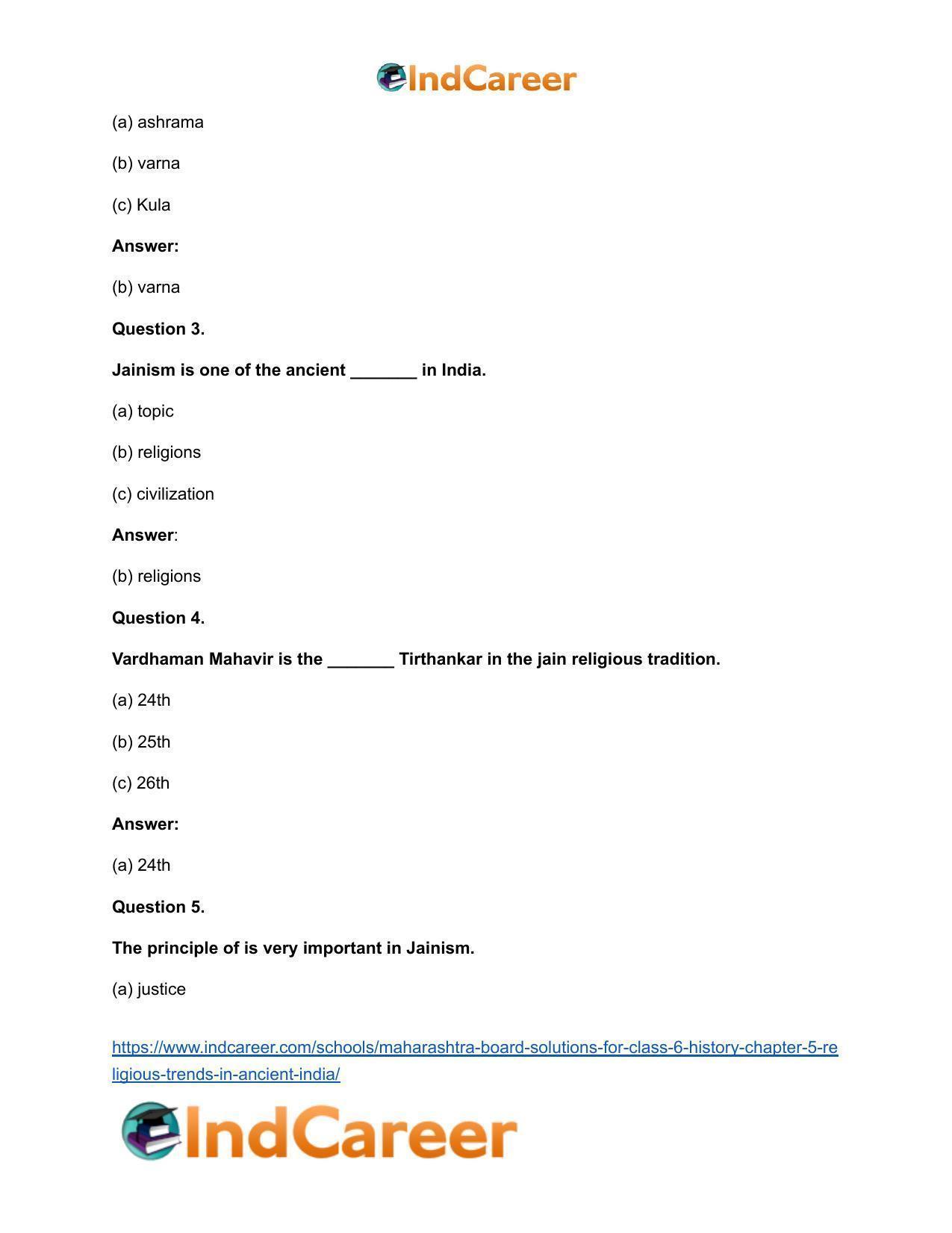 Maharashtra Board Solutions for Class 6- History: Chapter 5- Religious Trends in Ancient India - Page 7