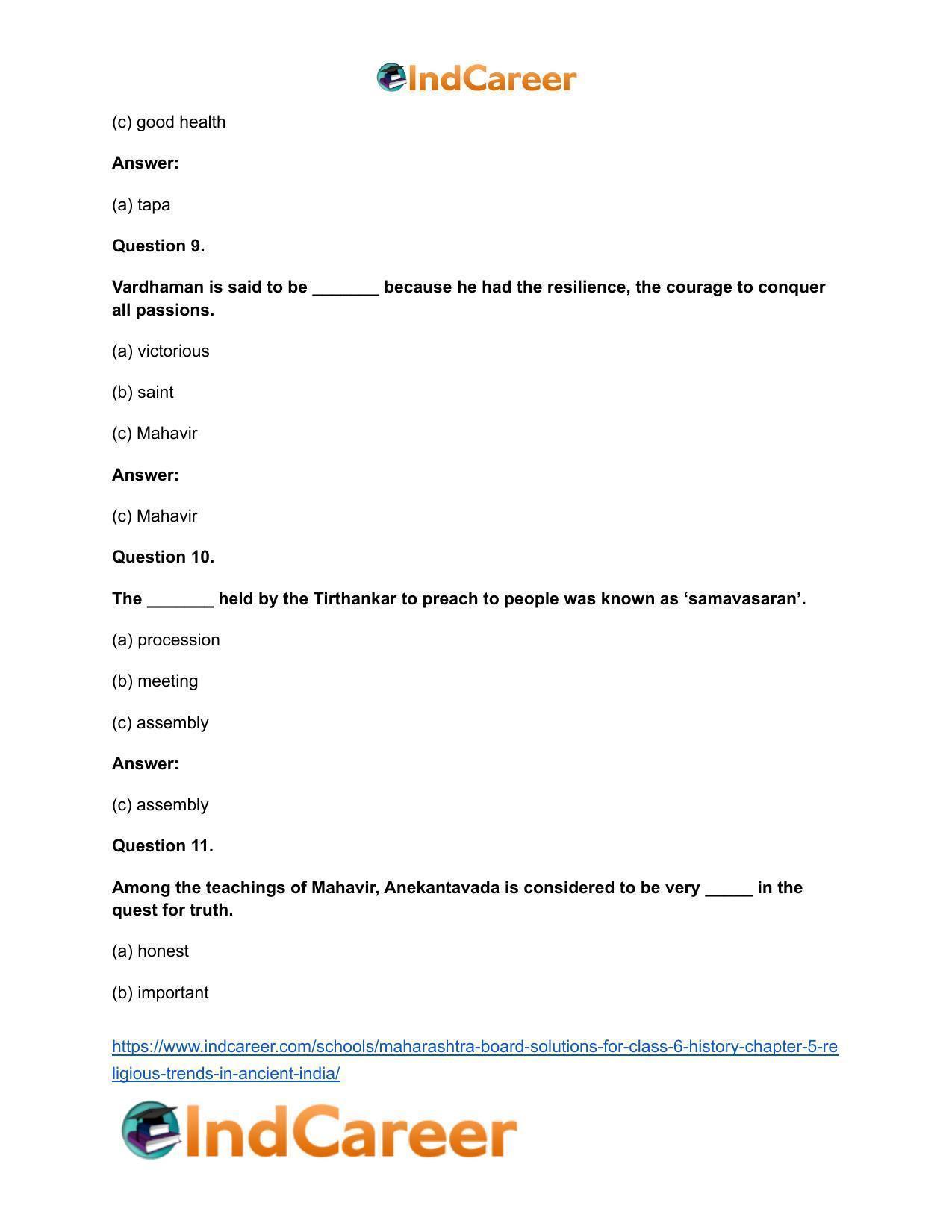 Maharashtra Board Solutions for Class 6- History: Chapter 5- Religious Trends in Ancient India - Page 9