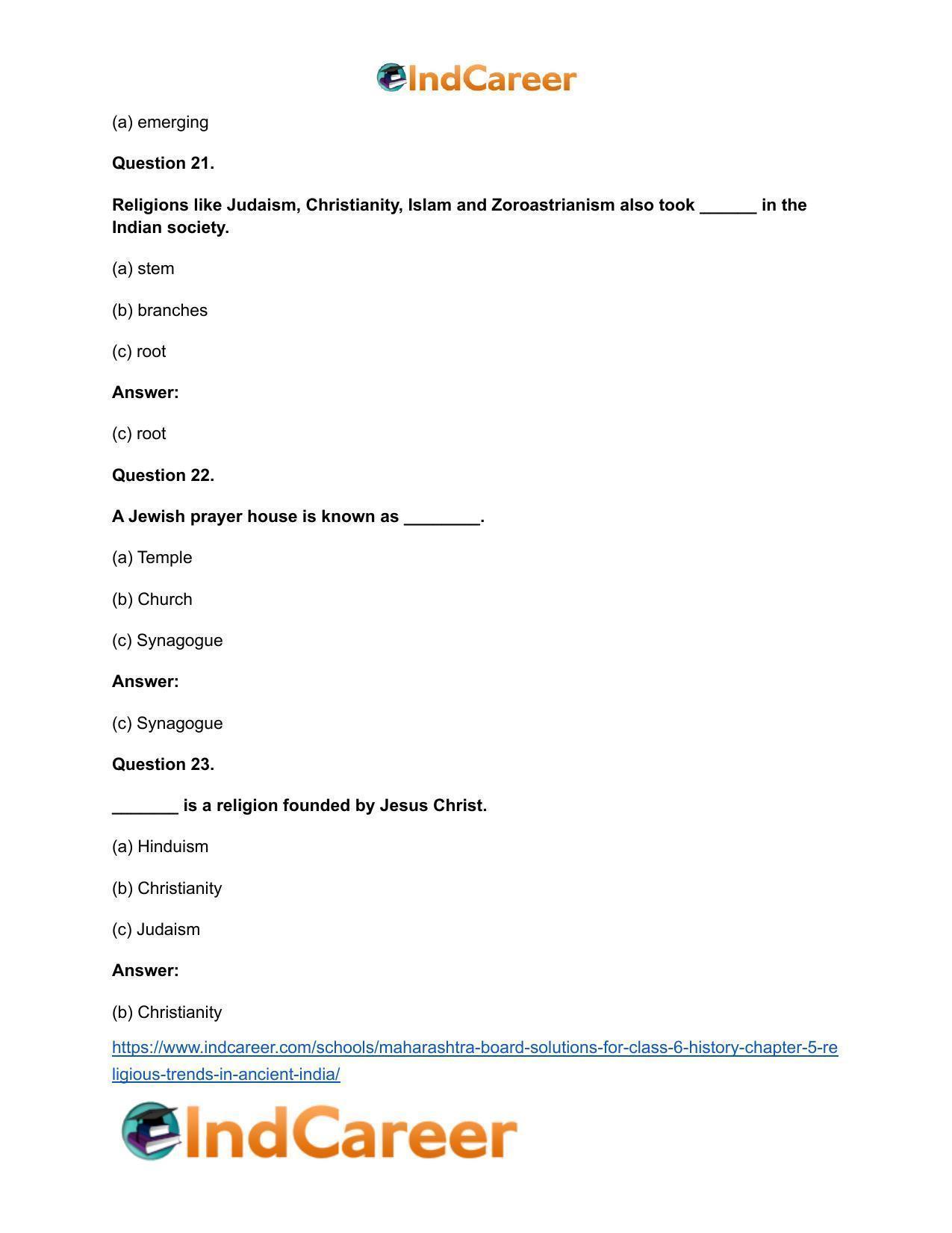 Maharashtra Board Solutions for Class 6- History: Chapter 5- Religious Trends in Ancient India - Page 13