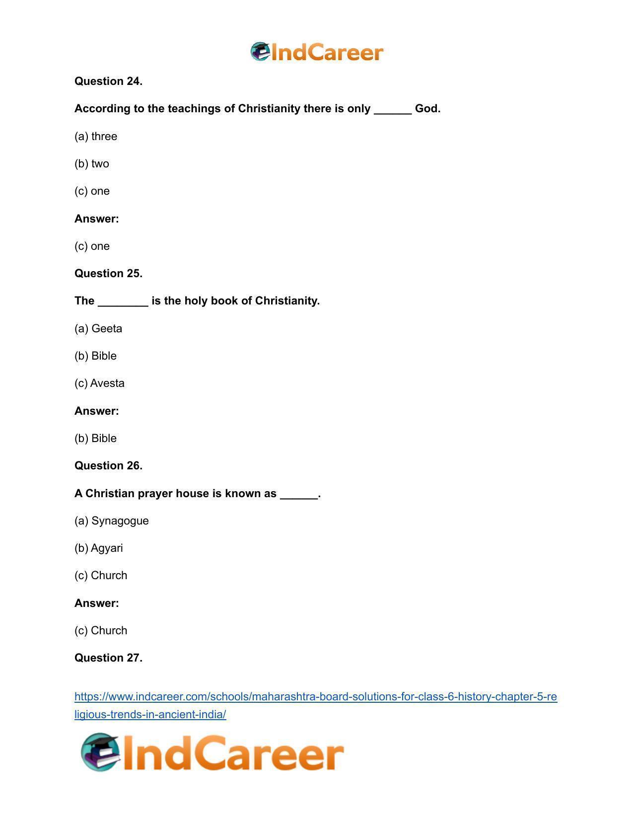 Maharashtra Board Solutions for Class 6- History: Chapter 5- Religious Trends in Ancient India - Page 14