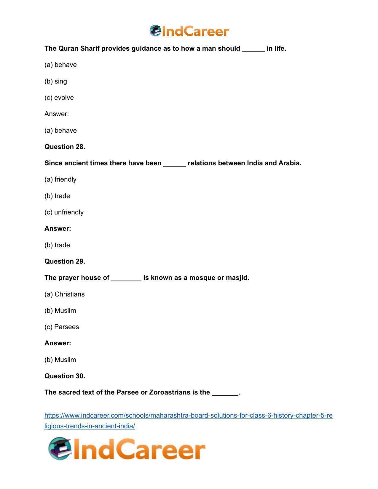 Maharashtra Board Solutions for Class 6- History: Chapter 5- Religious Trends in Ancient India - Page 15