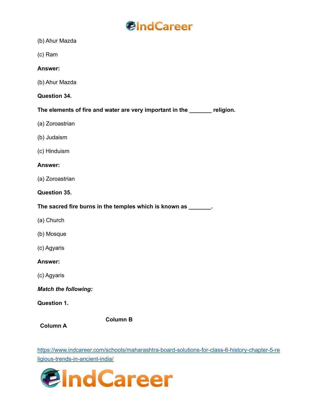 Maharashtra Board Solutions for Class 6- History: Chapter 5- Religious Trends in Ancient India - Page 17