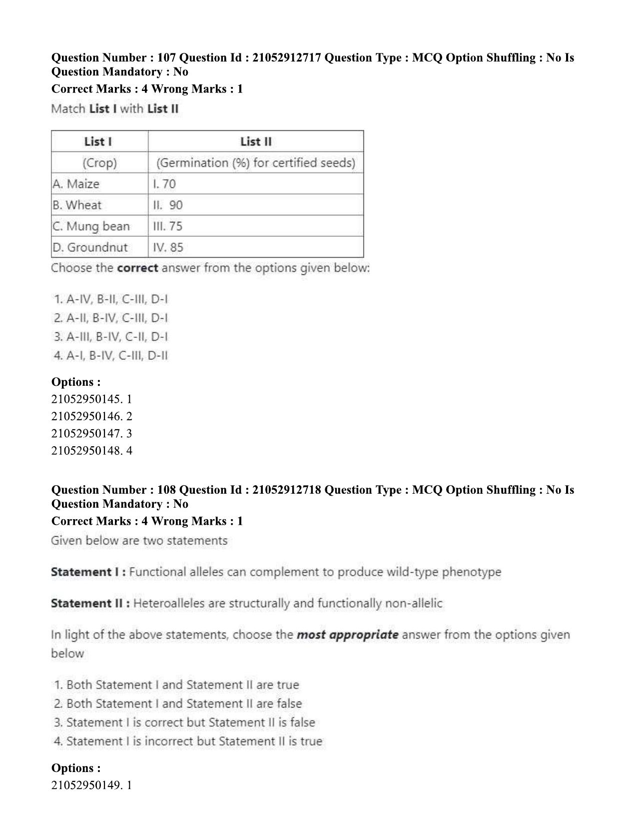ICAR AIEEA PG 2020 PLANT SCIENCES Question Paper - Page 54