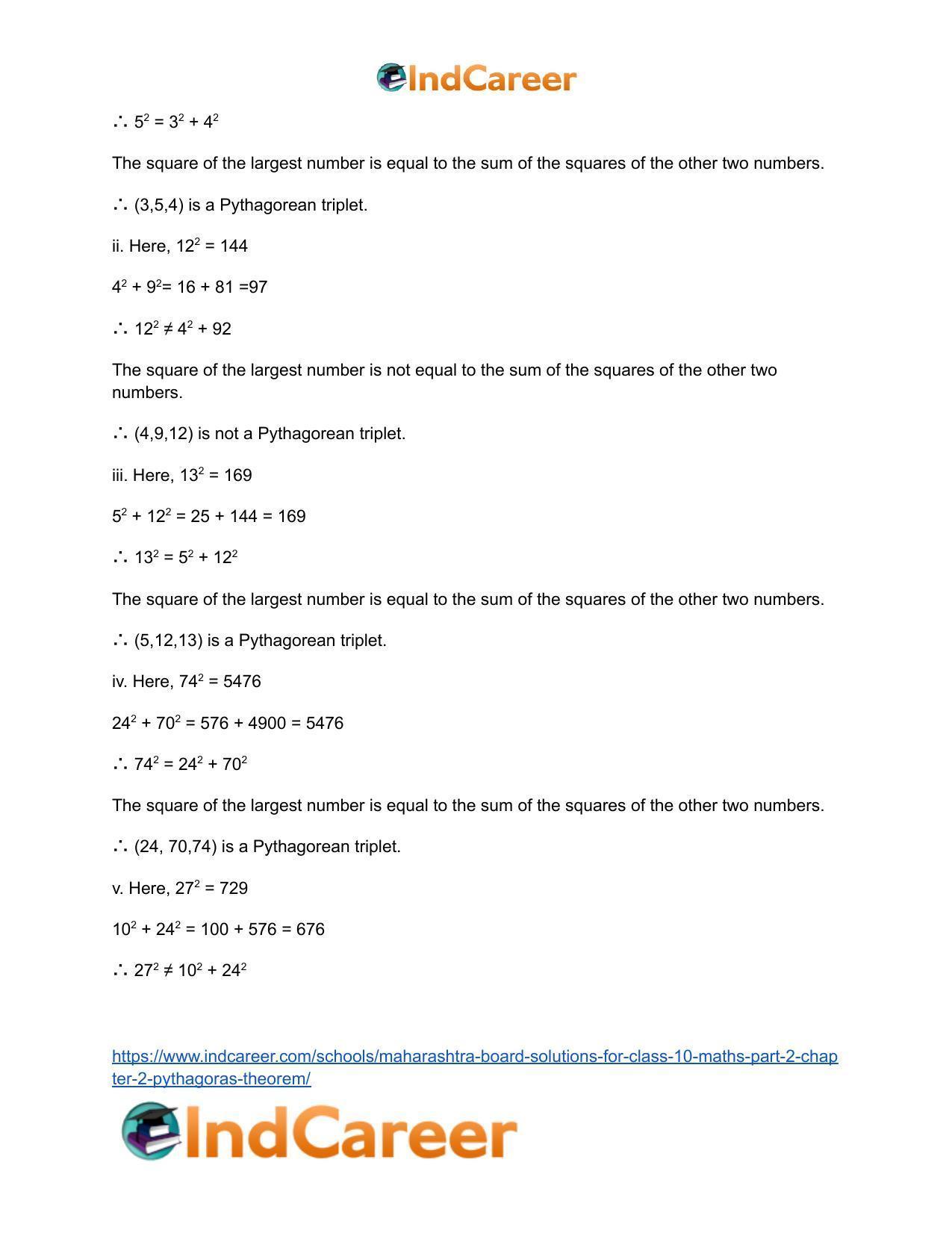 Maharashtra Board Solutions for Class 10-Maths (Part 2): Chapter 2- Pythagoras Theorem - Page 3