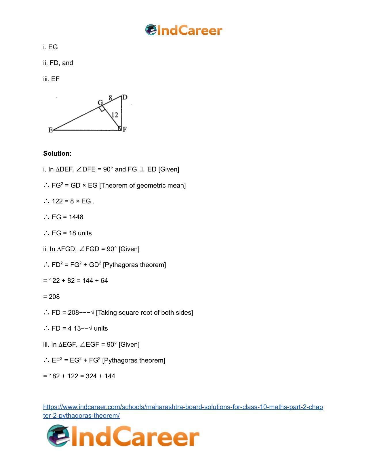 Maharashtra Board Solutions for Class 10-Maths (Part 2): Chapter 2- Pythagoras Theorem - Page 9