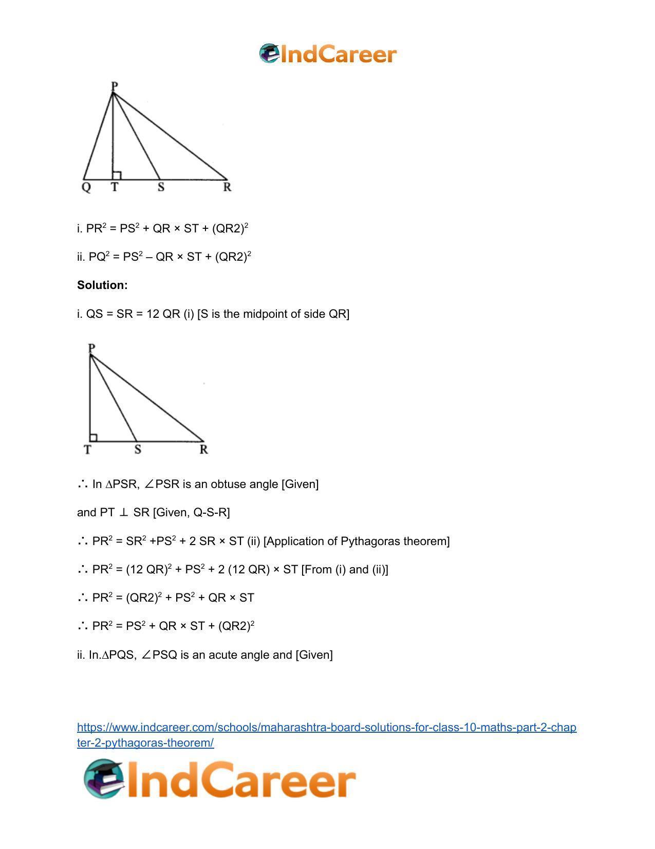 Maharashtra Board Solutions for Class 10-Maths (Part 2): Chapter 2- Pythagoras Theorem - Page 18