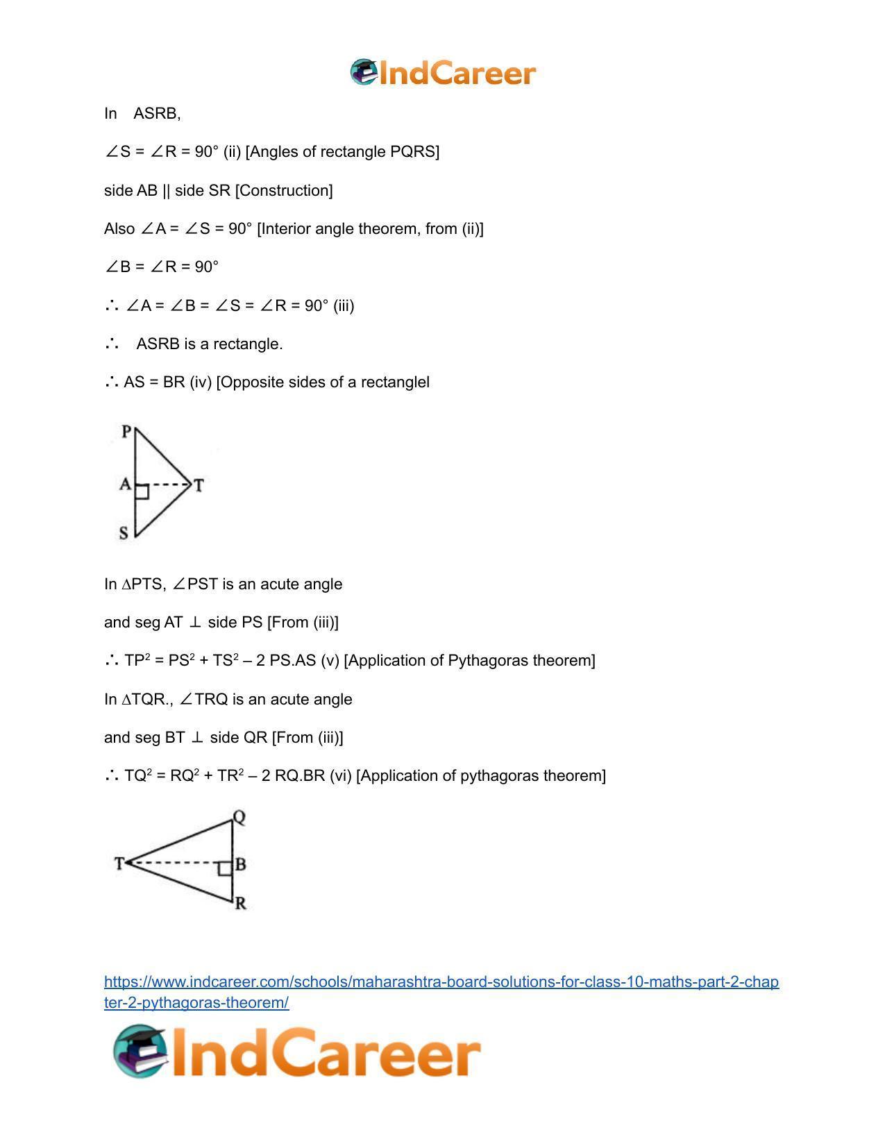 Maharashtra Board Solutions for Class 10-Maths (Part 2): Chapter 2- Pythagoras Theorem - Page 21