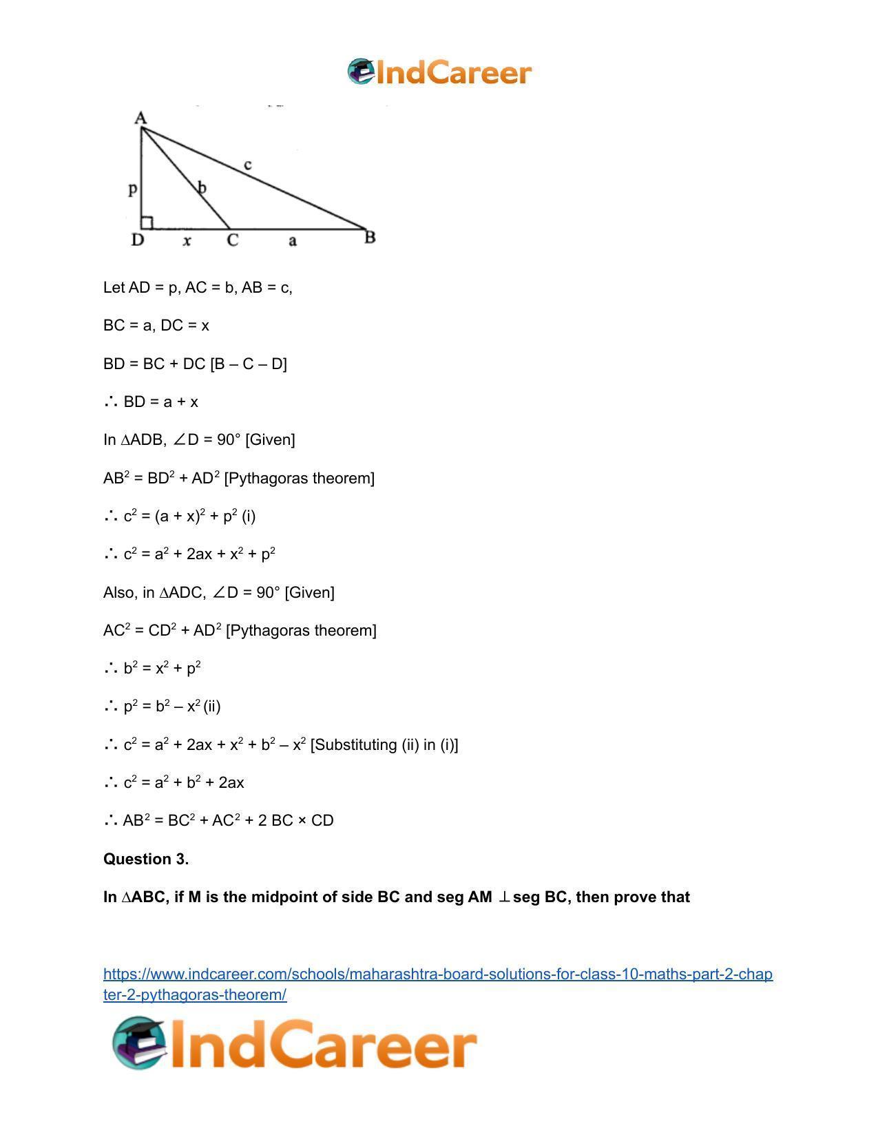 Maharashtra Board Solutions for Class 10-Maths (Part 2): Chapter 2- Pythagoras Theorem - Page 24