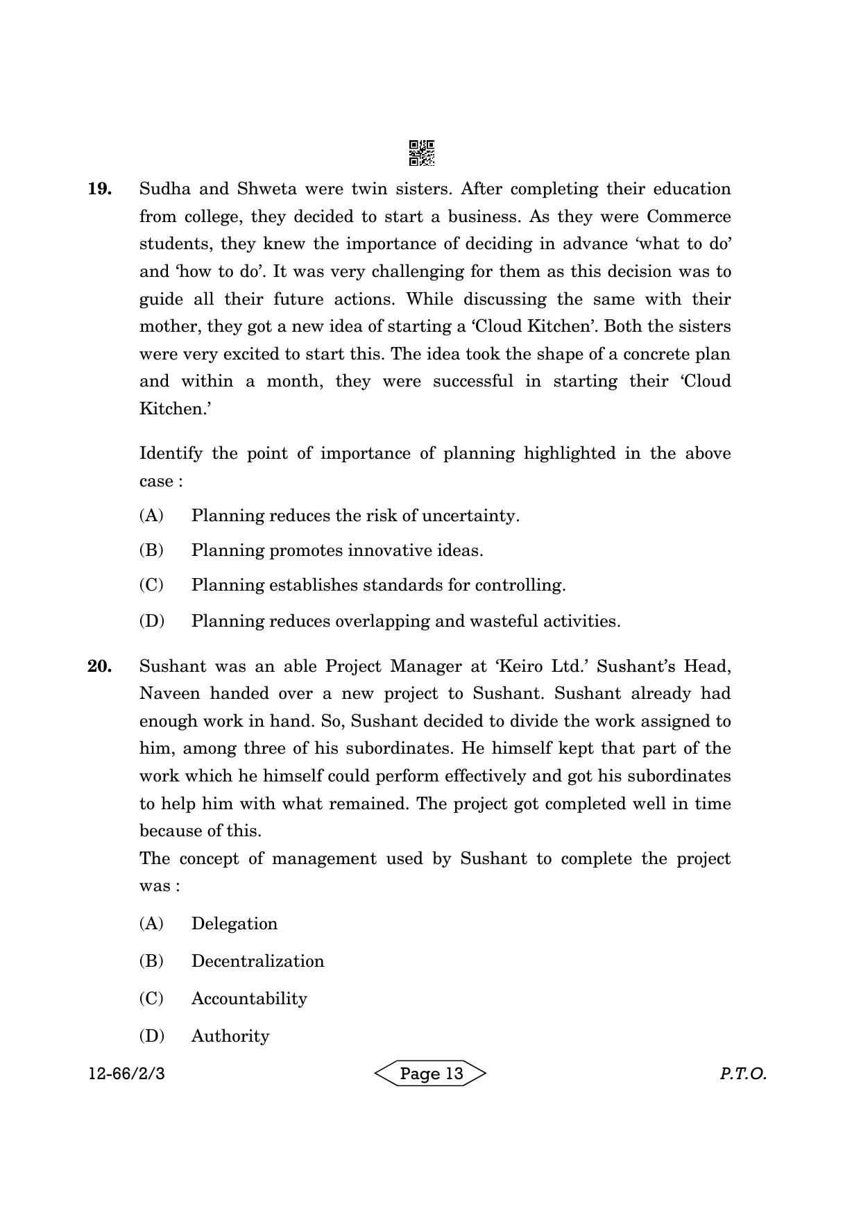 CBSE Class 12 2-3 Bussiness Studies 2024 Question Paper - Page 13