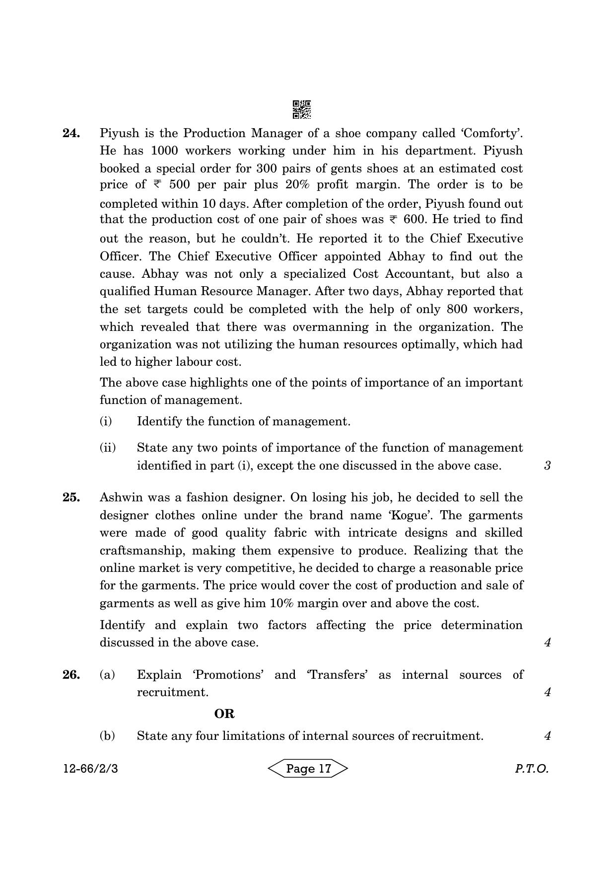 CBSE Class 12 2-3 Bussiness Studies 2024 Question Paper - Page 17