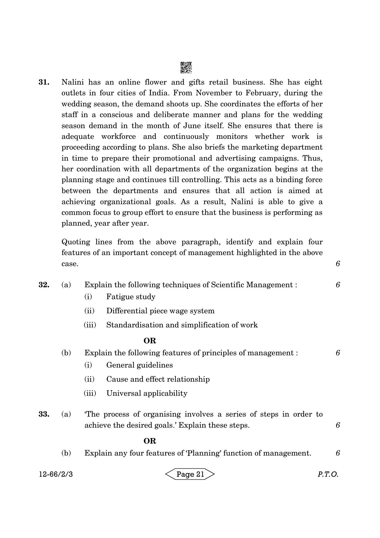 CBSE Class 12 2-3 Bussiness Studies 2024 Question Paper - Page 21