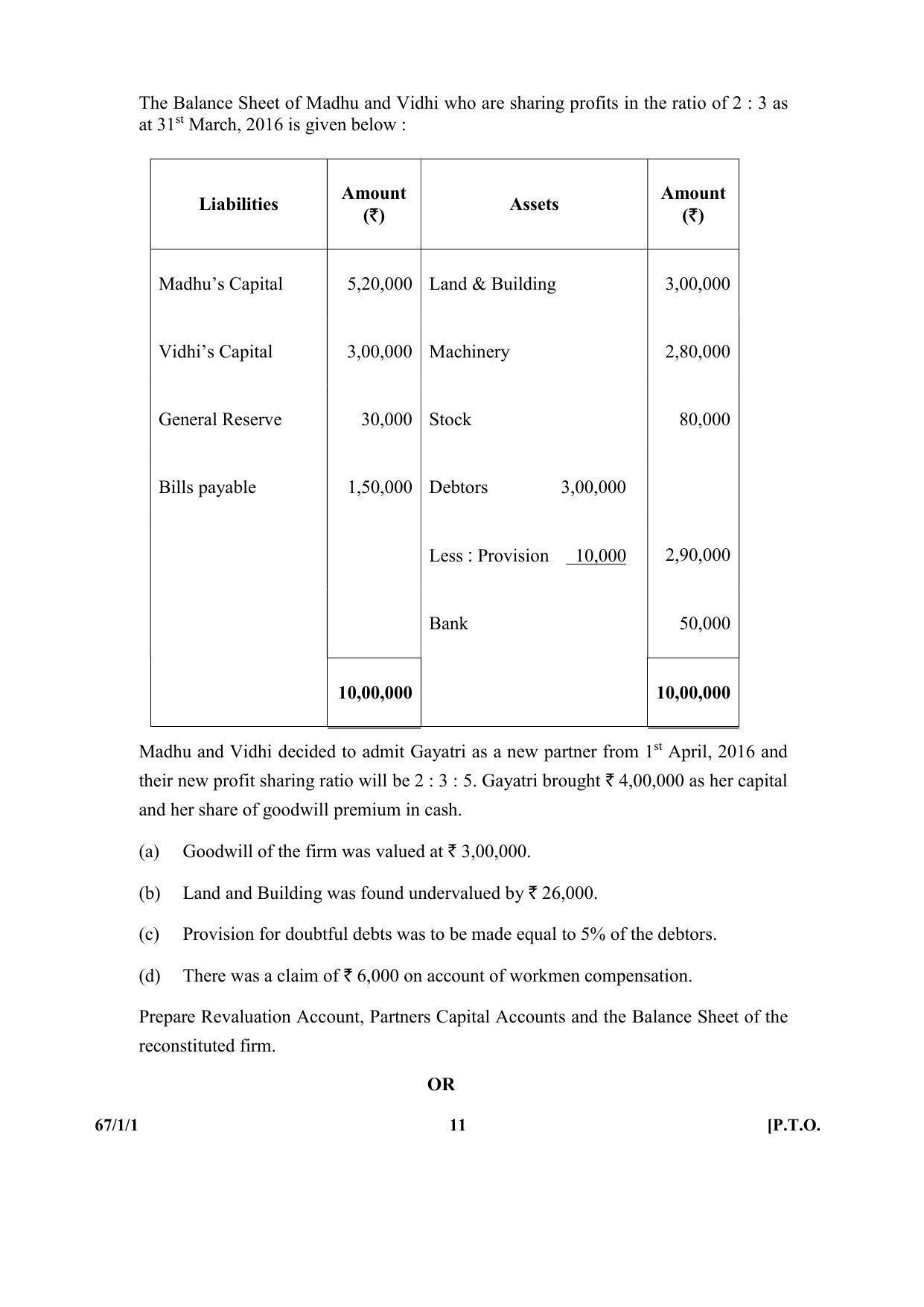CBSE Class 12 67-1-1 (Accountancy) 2017-comptt Question Paper - Page 11