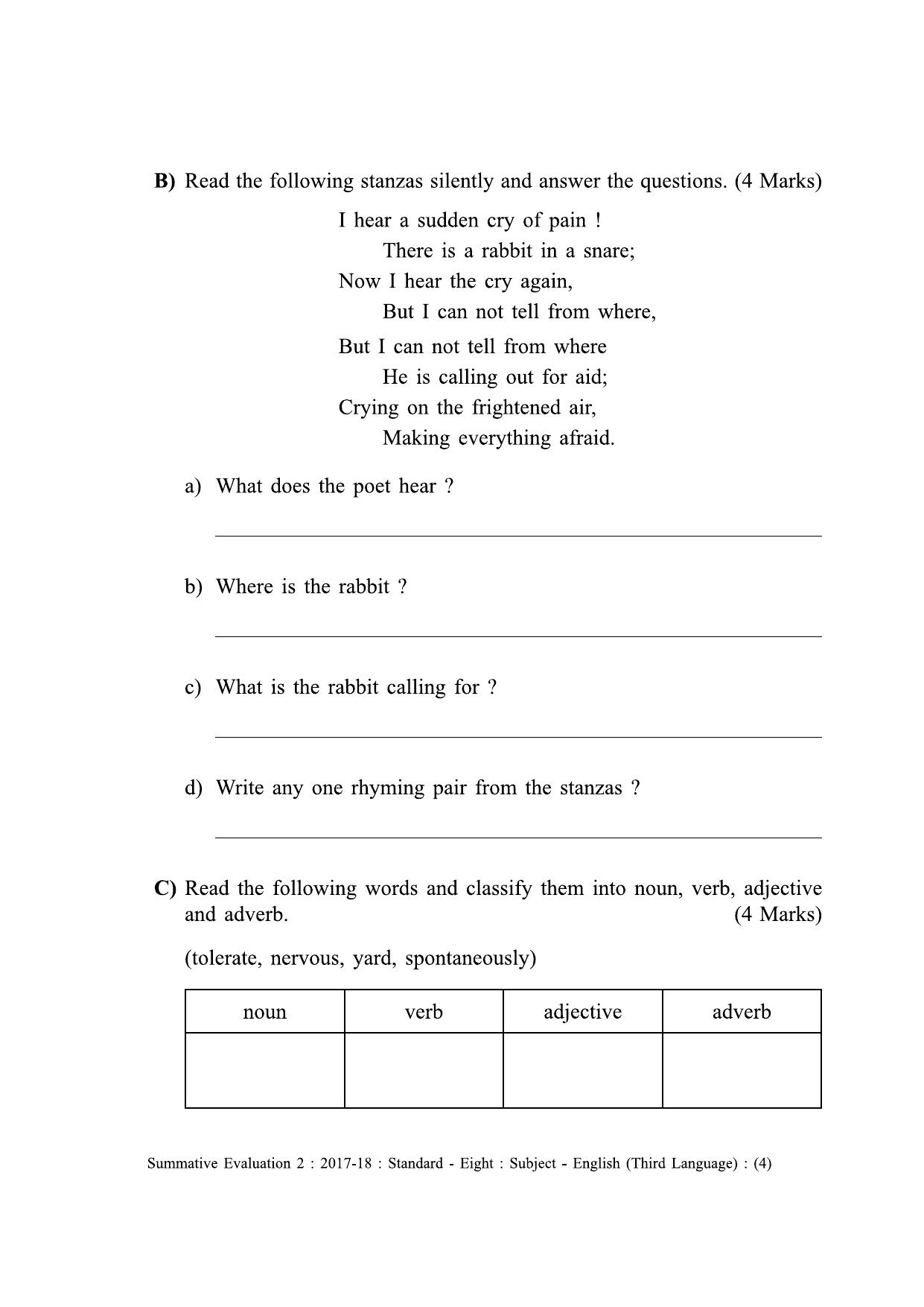 Maharashtra Board Class 8 English (Third Language) इंग्रजी - तृतीय भाषा [सर्व माध्यमांसाठी] Sample Question Paper - Page 4