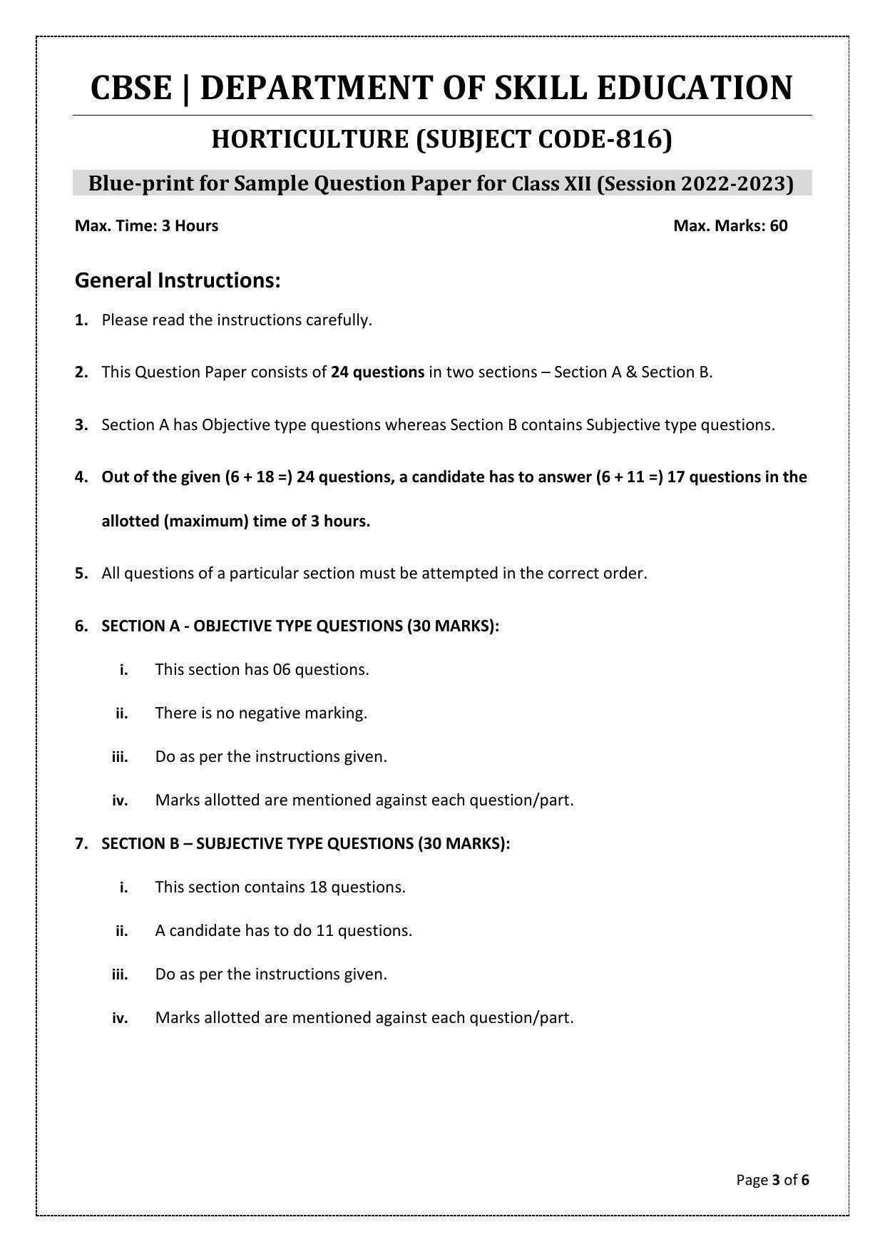 CBSE Class 12 Horticulture (Skill Education) Sample Papers 2023 - Page 3