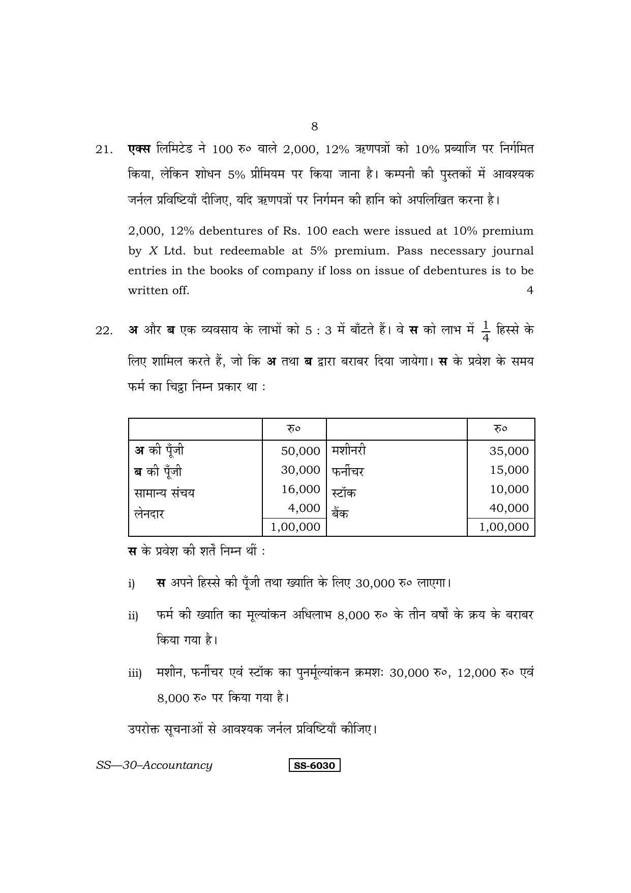 Class 12 2015 Accountancy RBSE Question Paper - Page 8