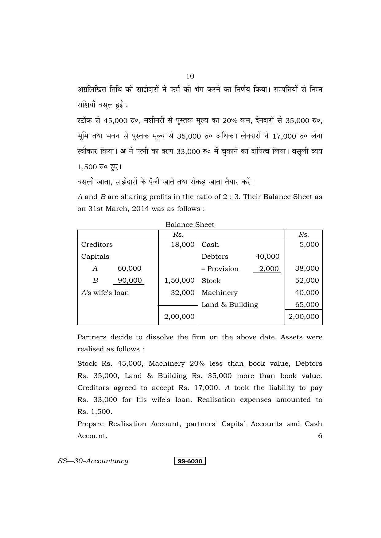 Class 12 2015 Accountancy RBSE Question Paper - Page 10