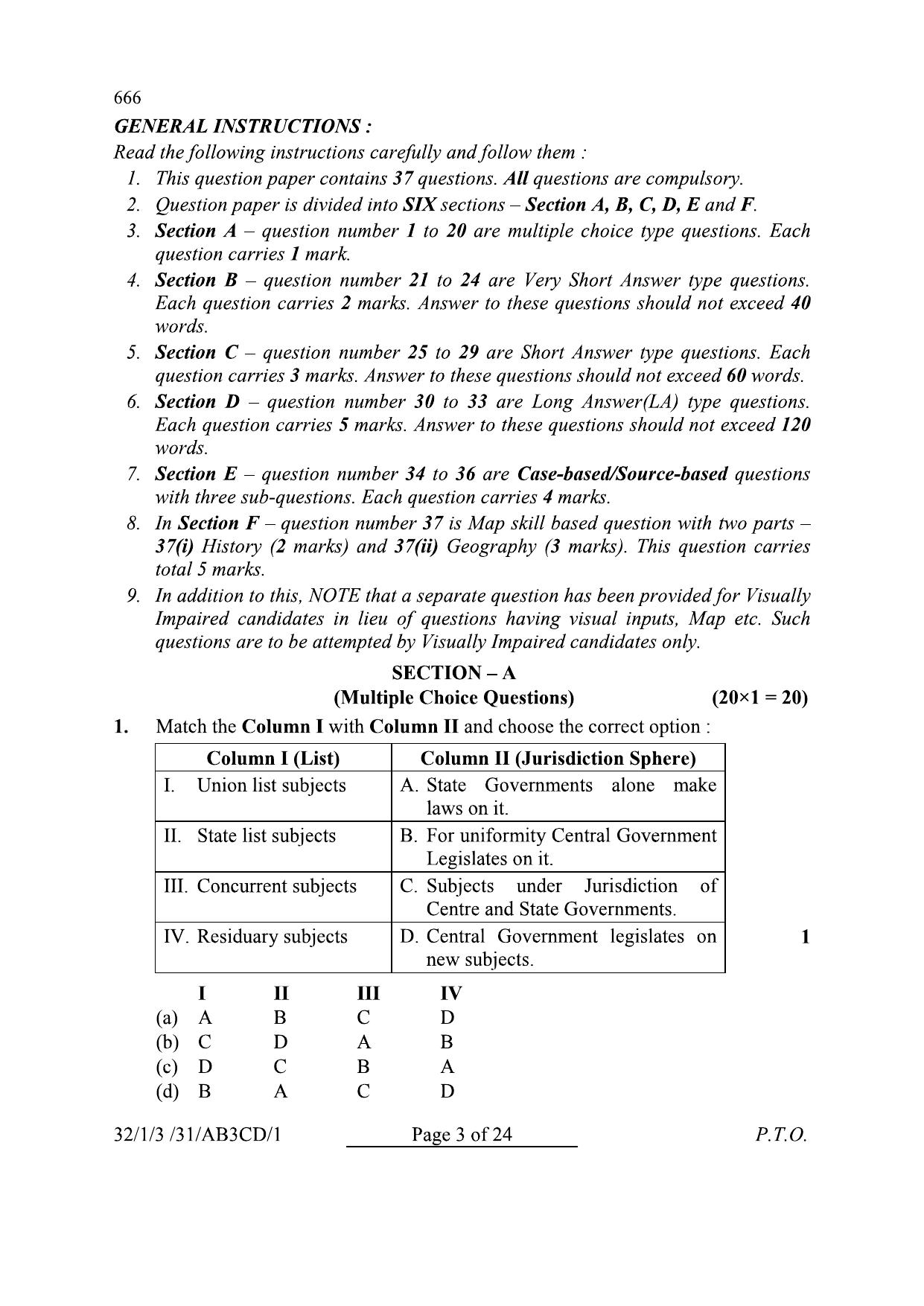 CBSE Class 10 32-1-3 Social Science 2024 Question Paper - Page 3