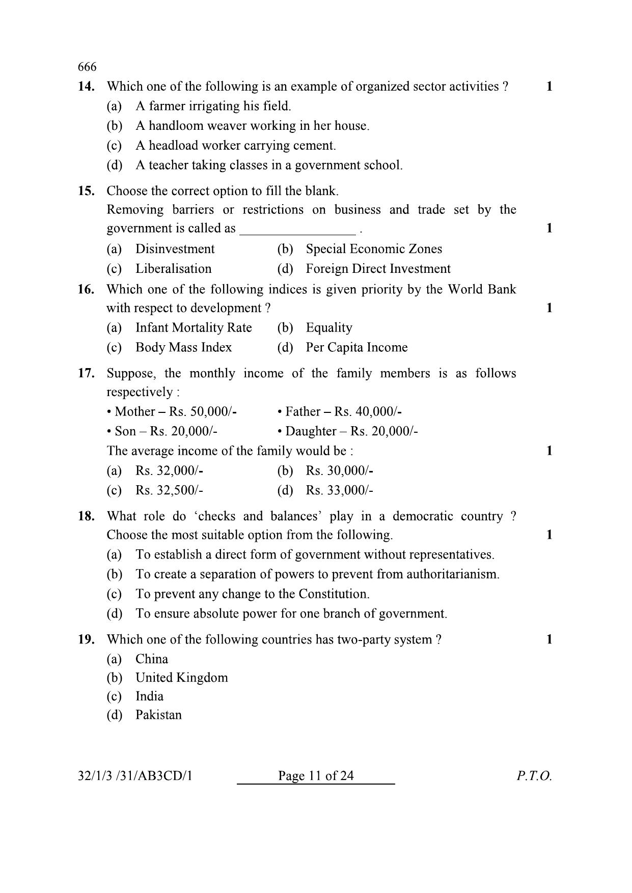 CBSE Class 10 32-1-3 Social Science 2024 Question Paper - Page 11
