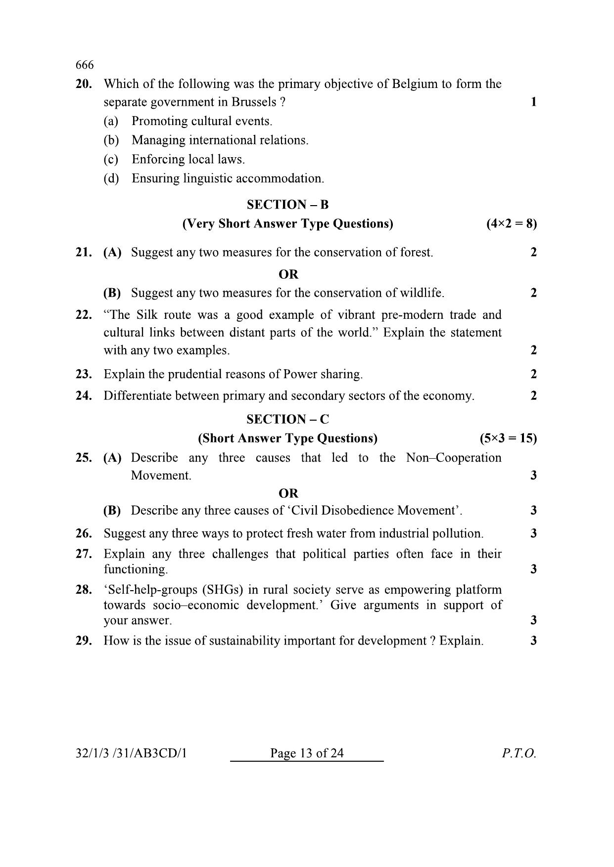CBSE Class 10 32-1-3 Social Science 2024 Question Paper - Page 13