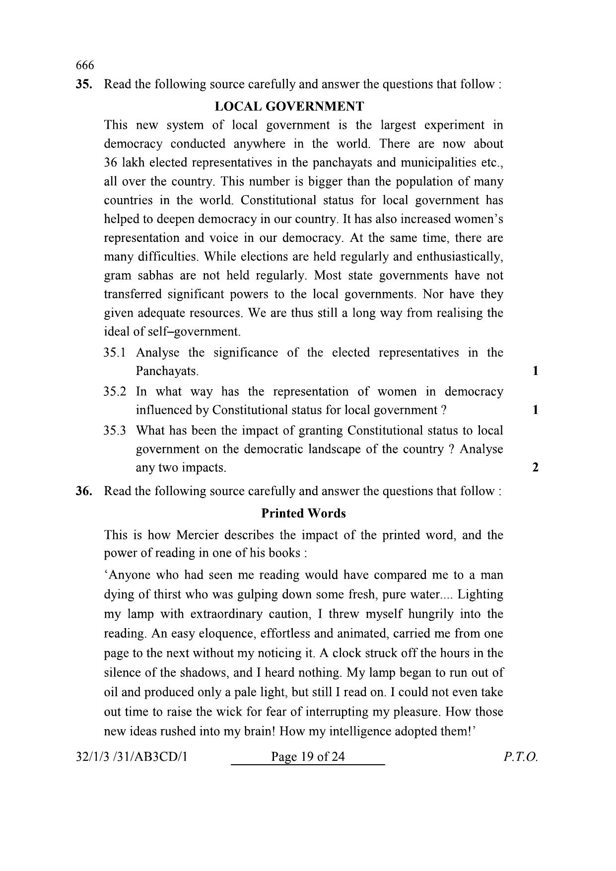CBSE Class 10 32-1-3 Social Science 2024 Question Paper - Page 19
