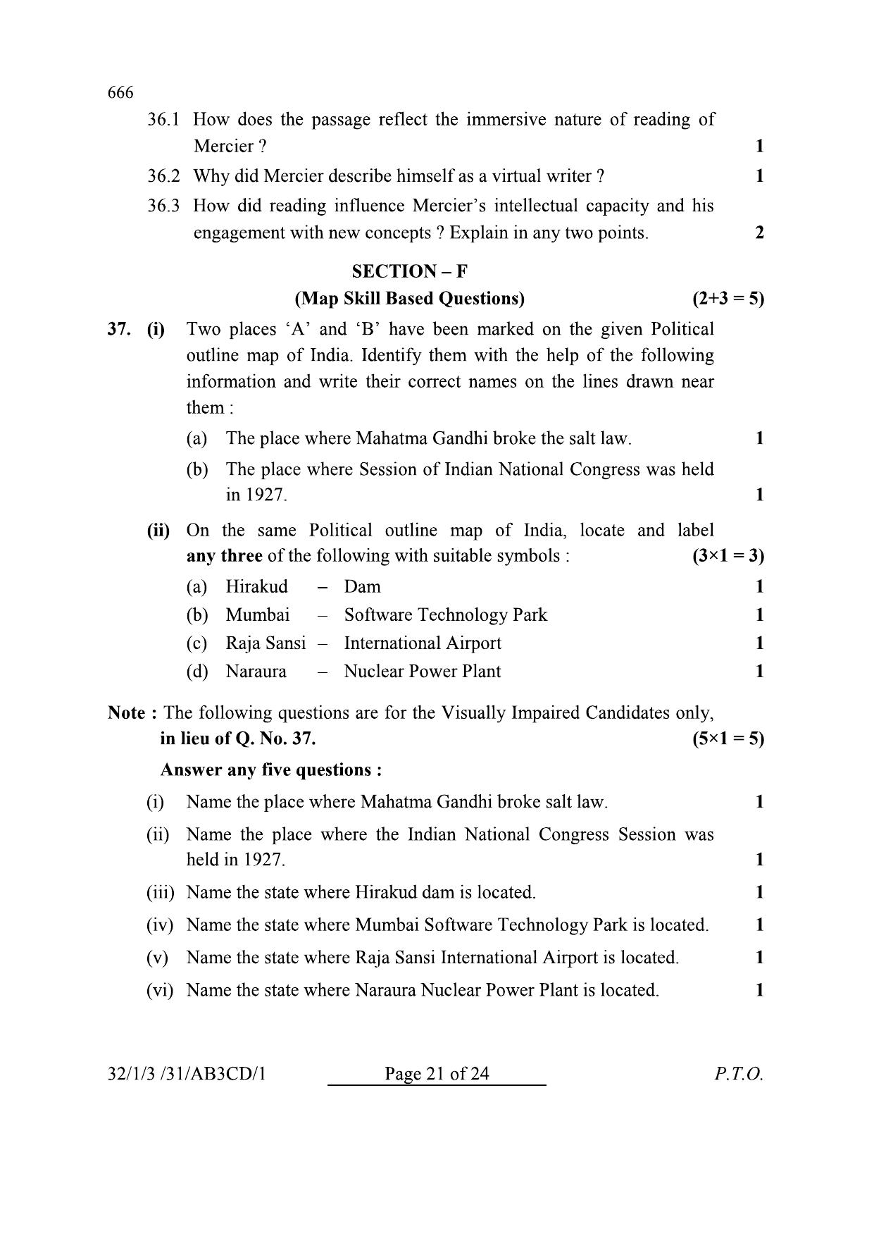 CBSE Class 10 32-1-3 Social Science 2024 Question Paper - Page 21