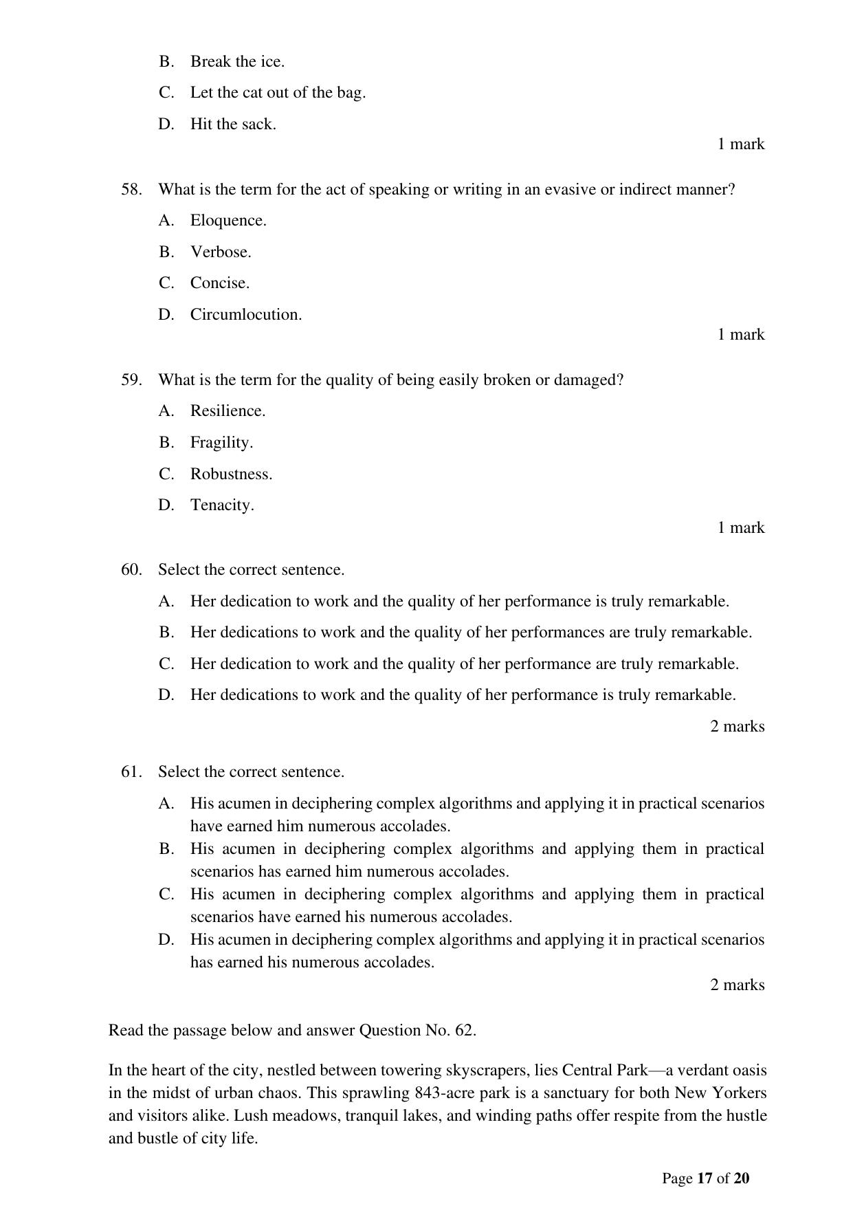 ACET December 2023 Question Paper - Page 17