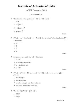 ACET December 2023 Question Paper