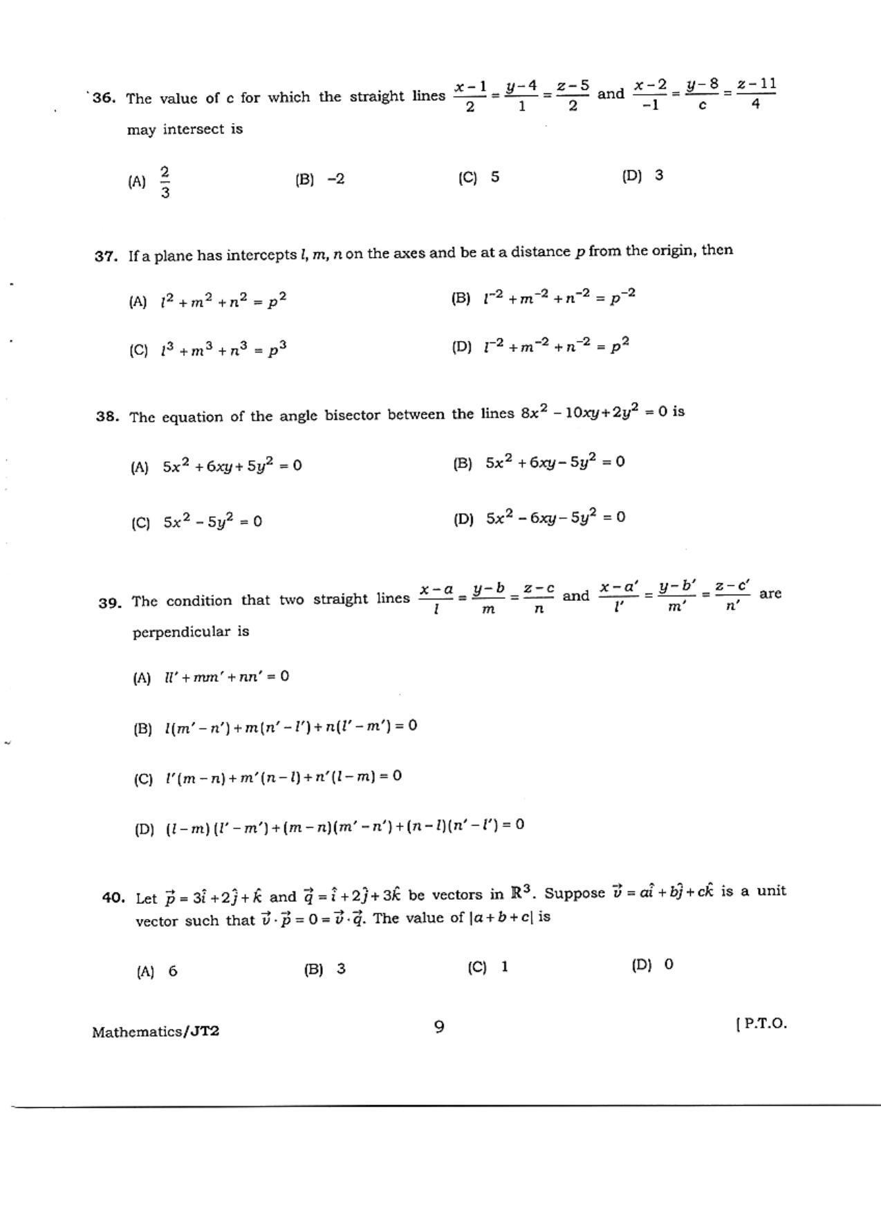 WBJEE JELET 2018 ( B.Sc. ) - Page 9