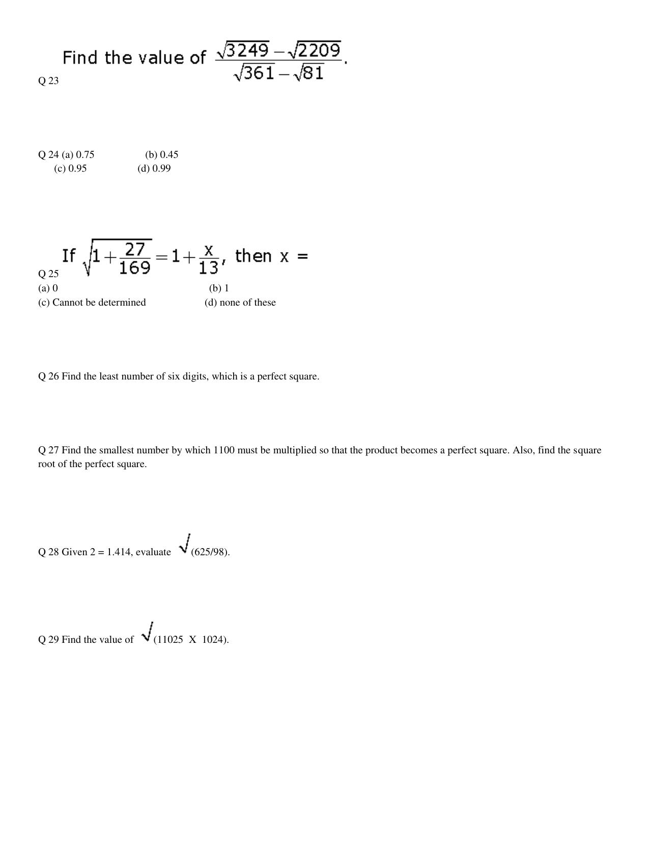 CBSE Worksheets for Class 8 Mathematics Square and Square Root Assignment 1 - Page 8