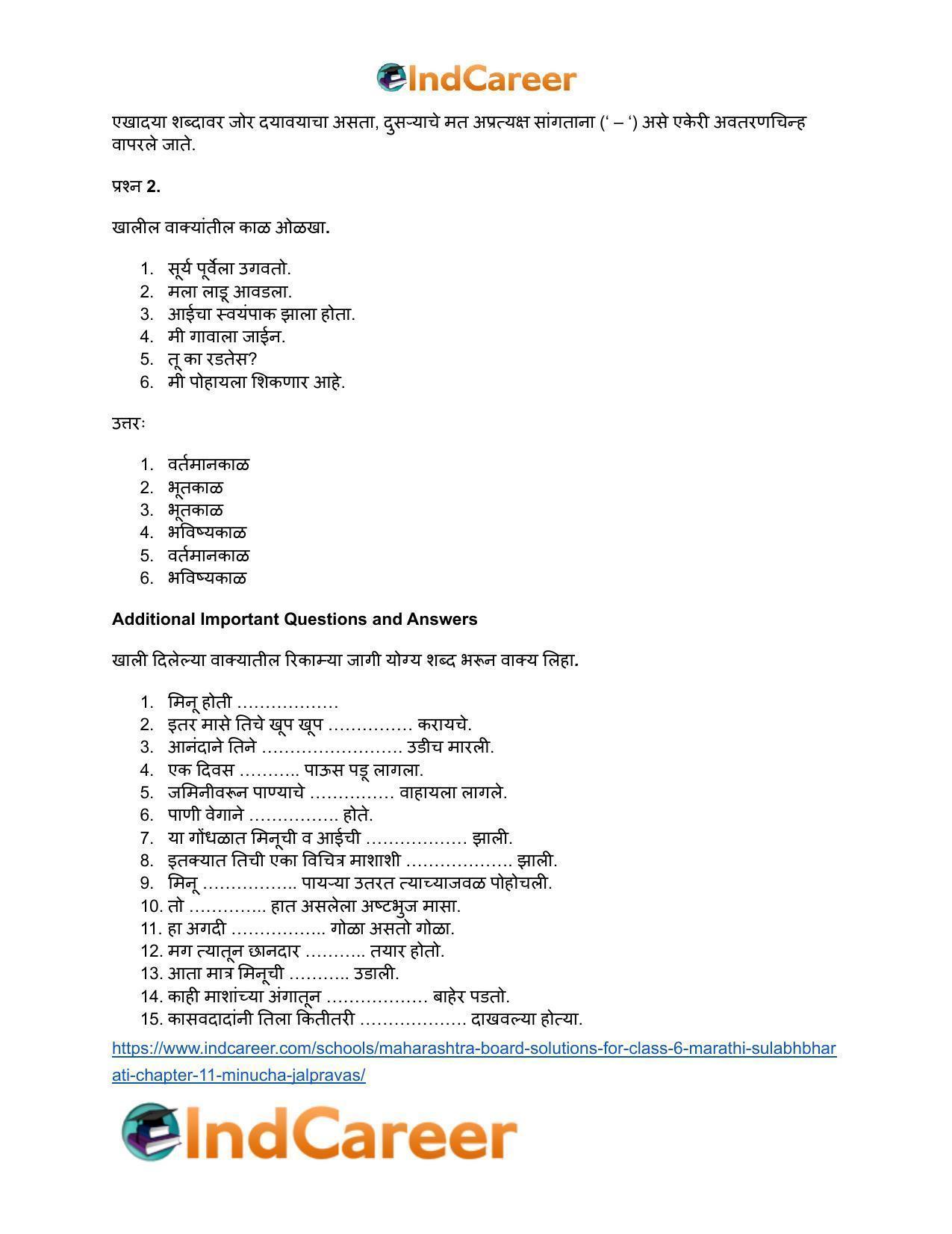 Maharashtra Board Solutions for Class 6- Marathi Sulabhbharati: Chapter 11- मिनूचा जलप्रवास - Page 9